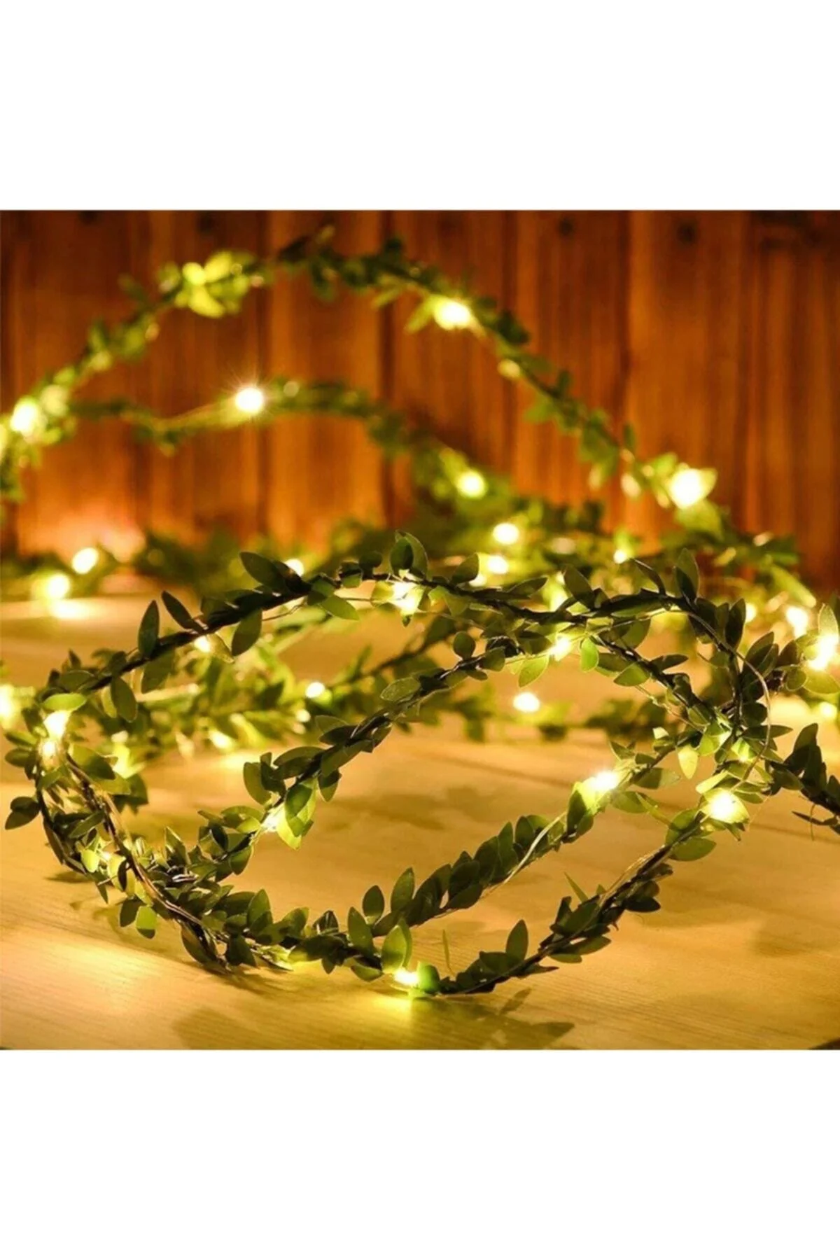 Yapraklı Dekorlu 3 Metre Peri Led Pilli Işık Yılbaşı Aydınlatma