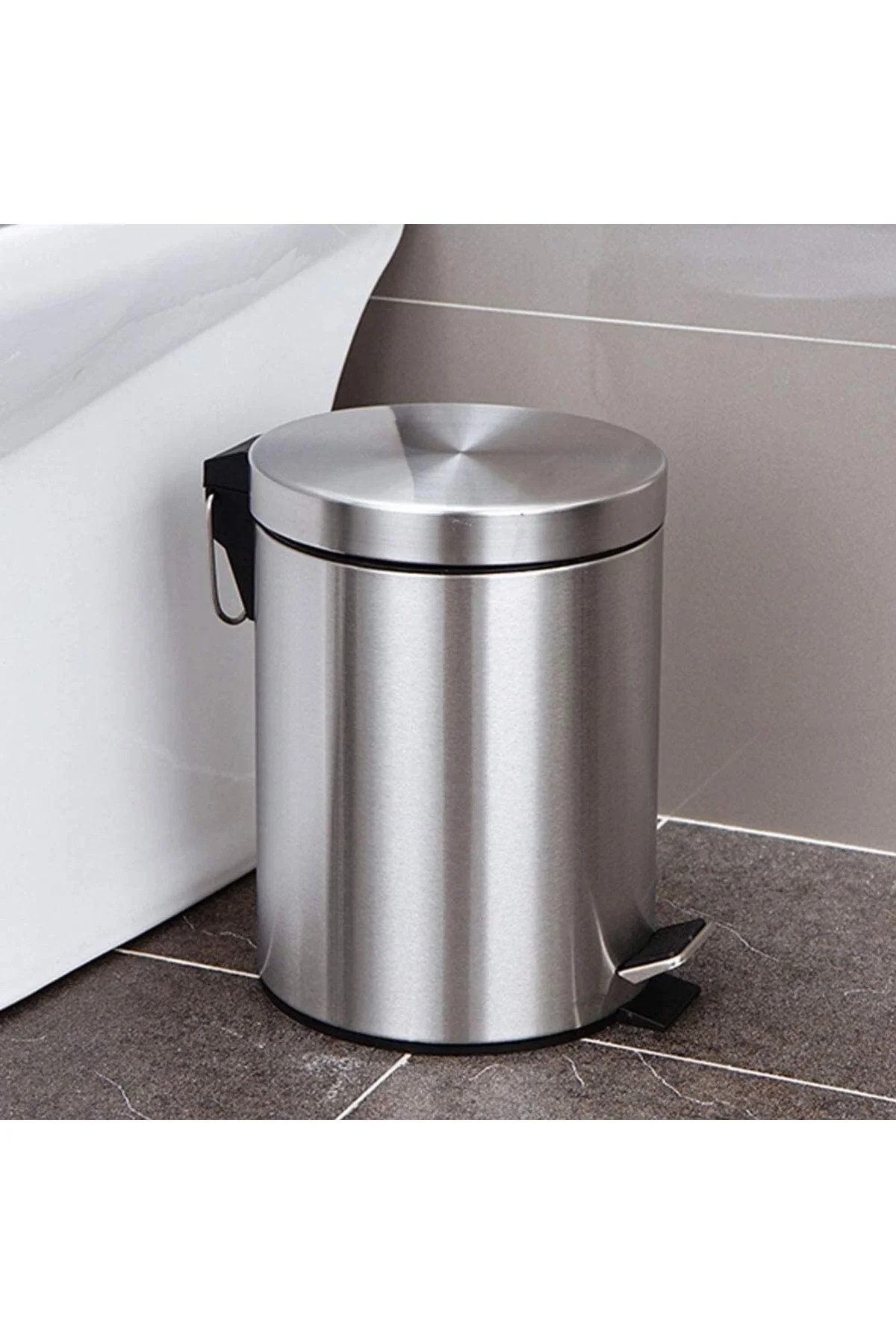 Banyo Tuvalet Balkon Mutfak, Pedallı Paslanmaz Metal Çöp Kovası 3 Litre