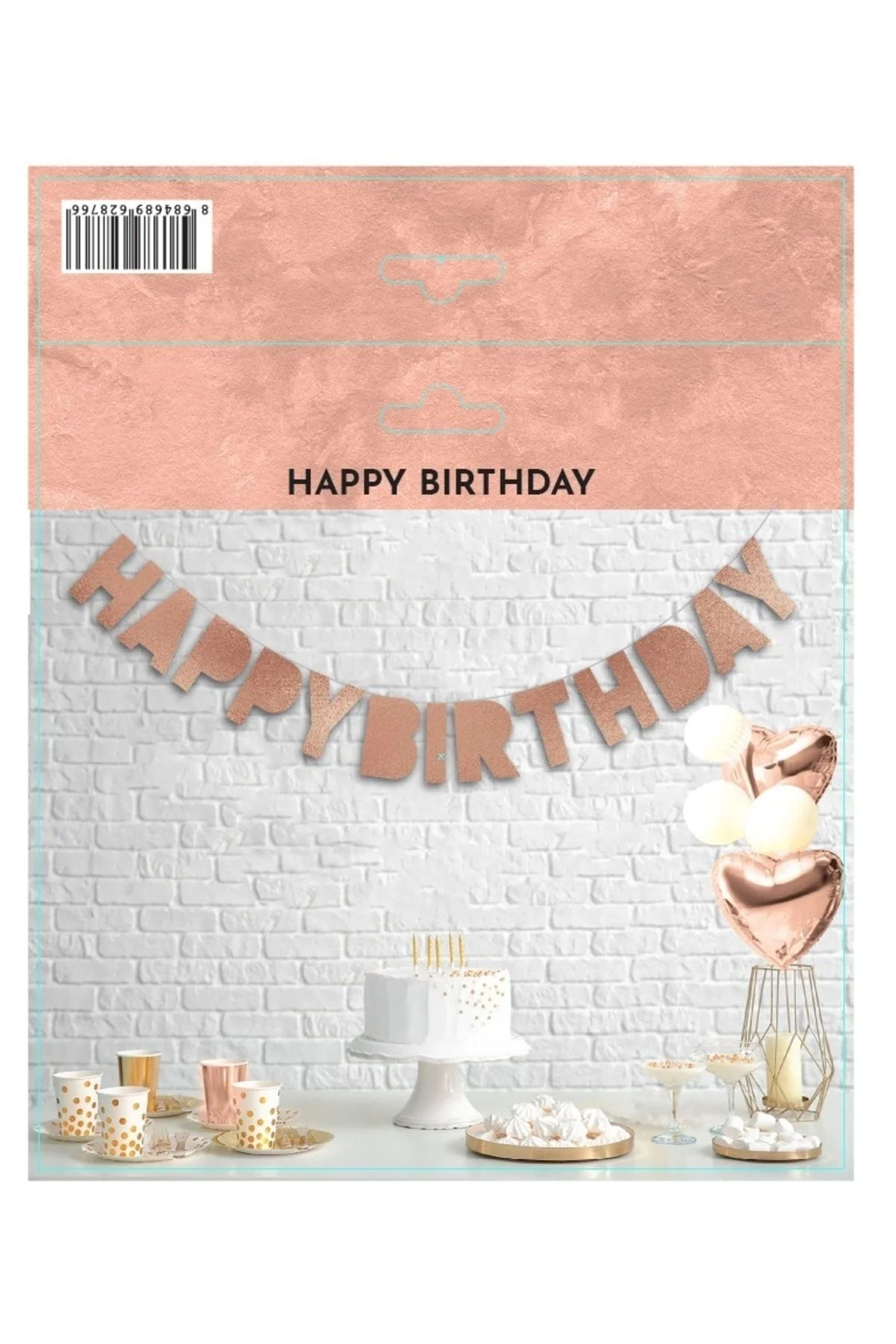 Happy Birthday 3d Yazı Rose Gold Içi Dolu Model
