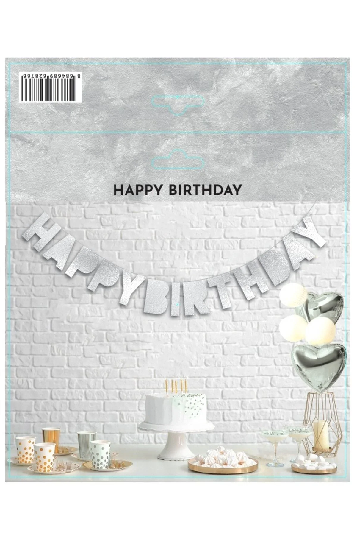Happy Birthday 3d Yazı Gümüş Içi Dolu Model