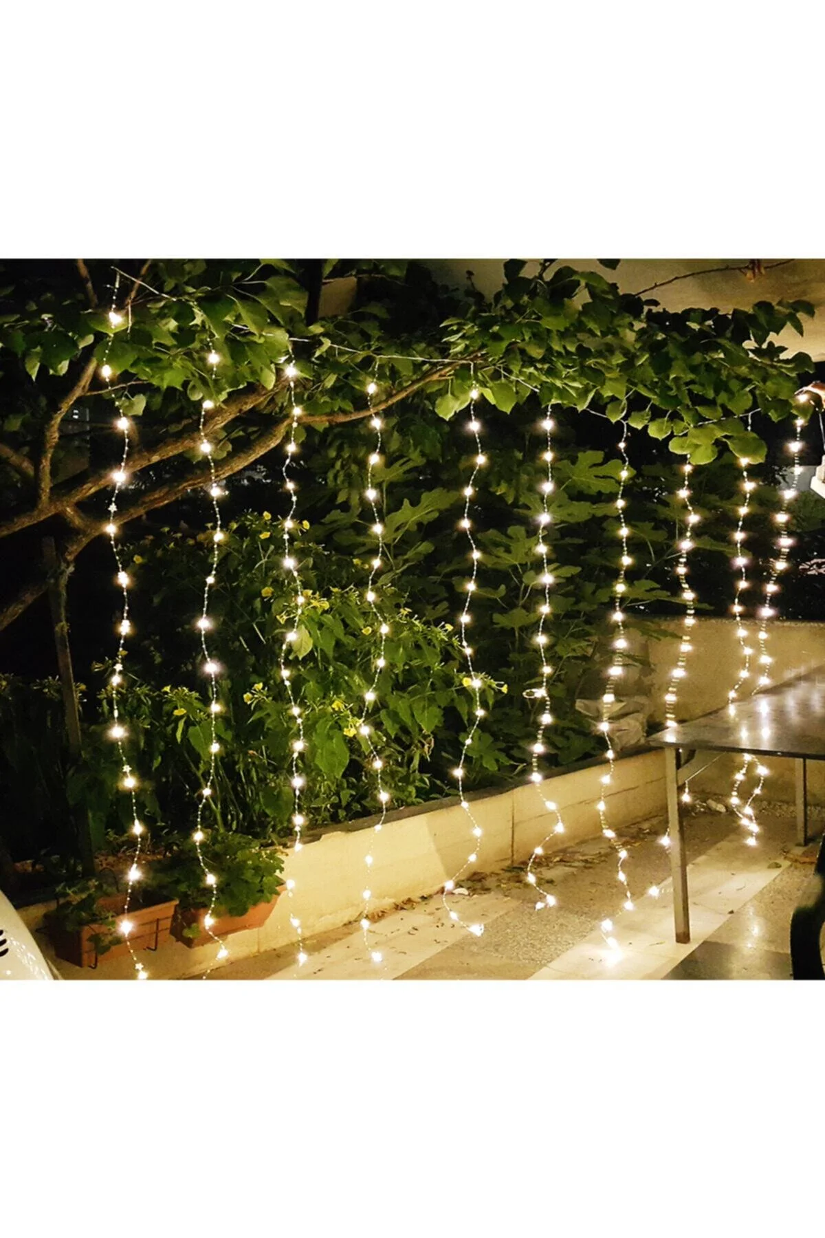 3 Metre Eninde 10 Adetx 2 Metre Saçaklı Kalpli Peri Perde Led Günışığı