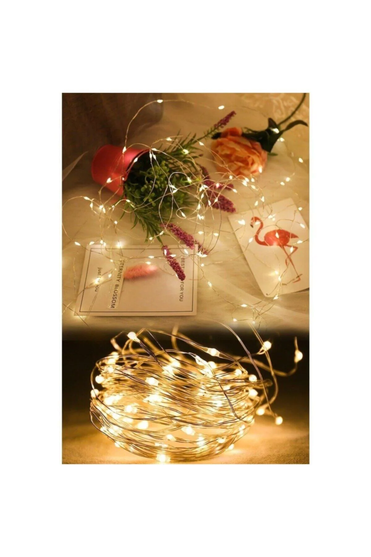 10mt Peri Günışığı 100 Led Pilli Noel Parti Yılbaşı Ağaç Dekor Aydınlatma Lamba Animasyonlu Süsleme