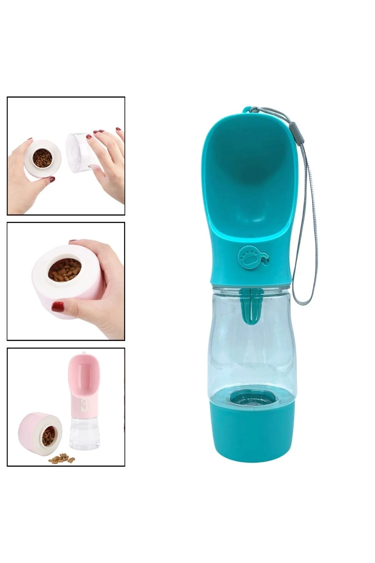Taşınabilir Mama Hazneli Evcil Hayvan Suluğu Seyahat Kabı Kilitlenebilen Su Sızdırmaz 380ML (4741) - Just Cheap Store Görsel 5