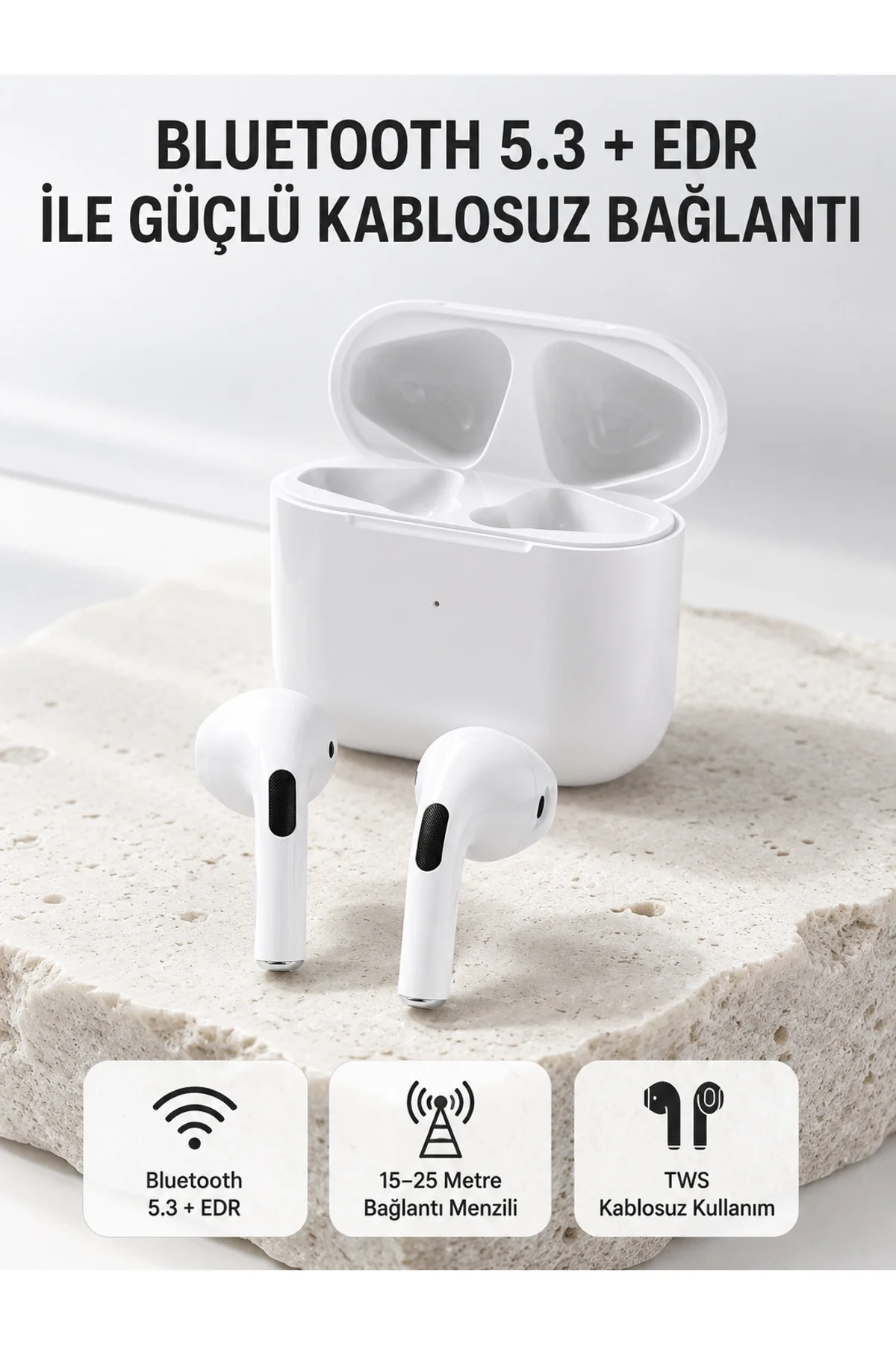 Tws Kablosuz Bluetooth Kulaklık 3 Saat Müzik 4 Saat Konuşma Şarj Kutulu
