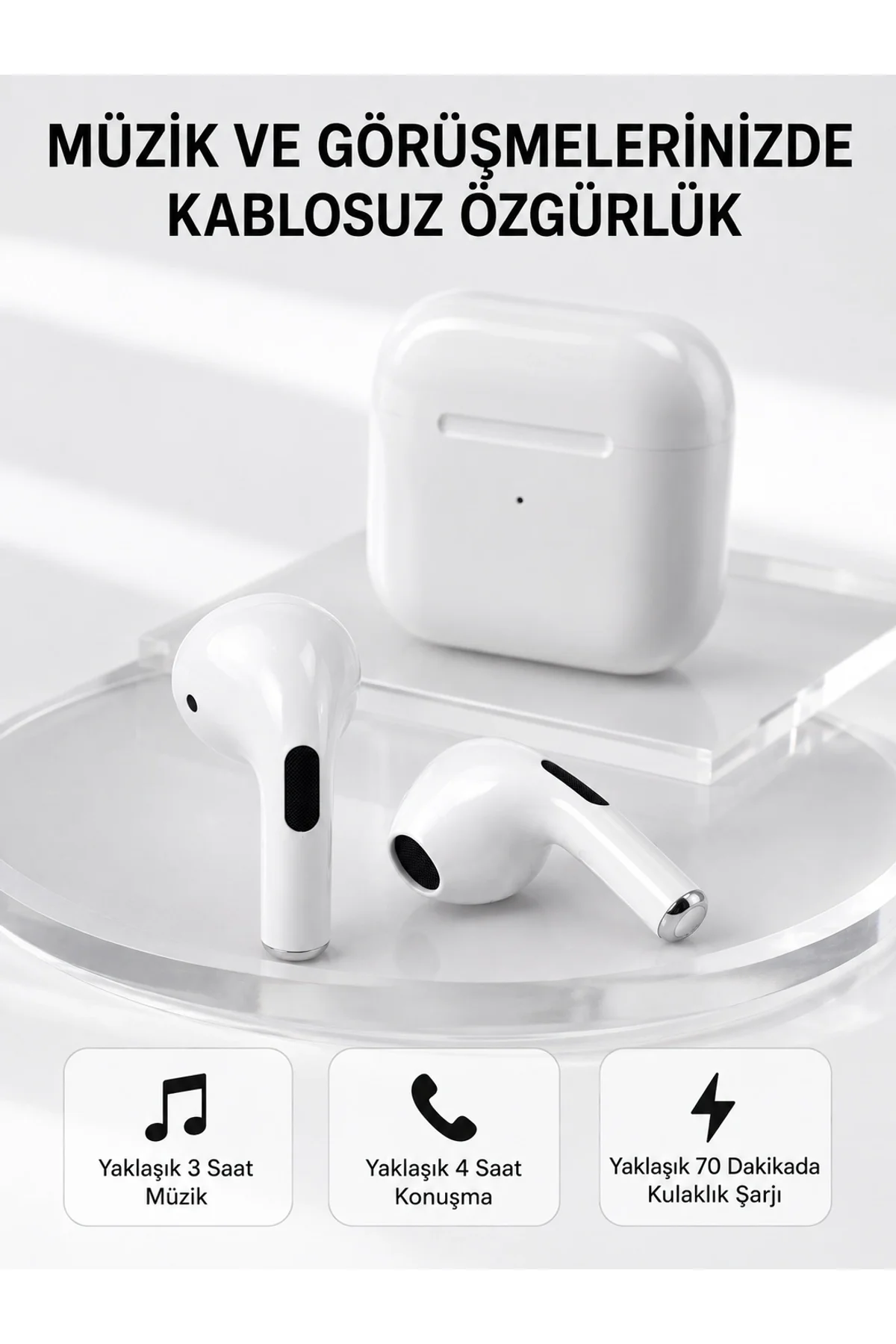 Bluetooth 5.3 Tws Kablosuz Kulak İçi Kulaklık 25 Metre Menzil Şarj Kutulu