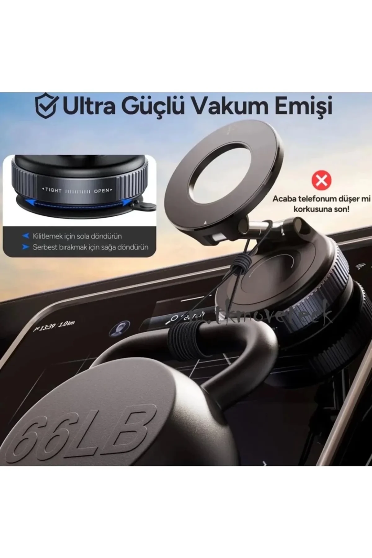 360 Dönebilen Ayarlanabilir Araç Içi Tutucu Kullanılabilen Vakumlu K007 Magsafe Telefon Tutucu - Just Cheap Store Görsel 5