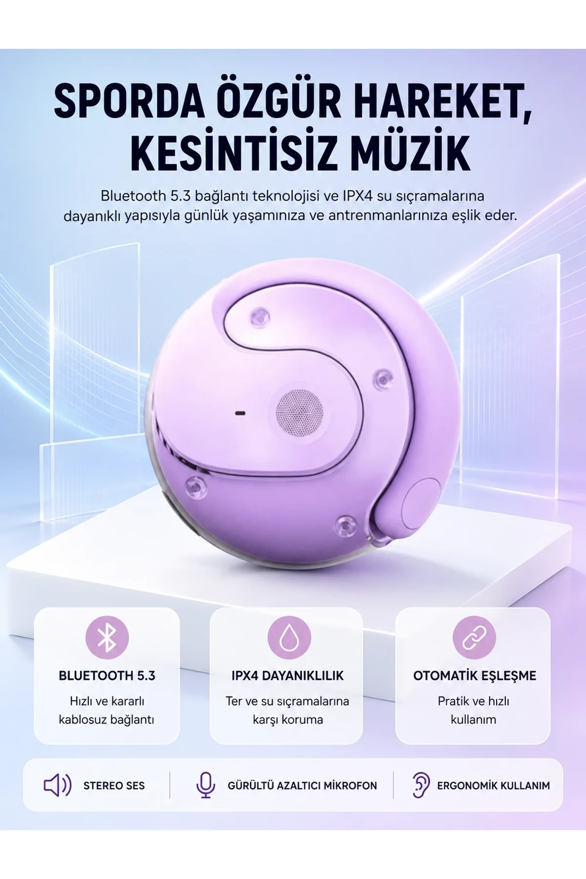 S05 Kablosuz Kulaklık Bluetooth 5.3 Ipx4 Su Geçirmez Stereo Ses Otomatik Bağlantı Yeni Nesil
