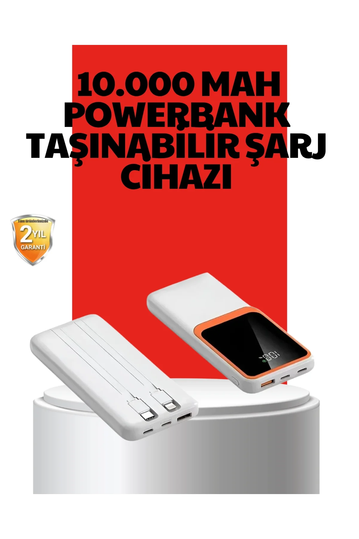 10000 Mah Taşınabilir Powerbank Çift Çıkışlı Type-c Ve Lightning Uyumlu