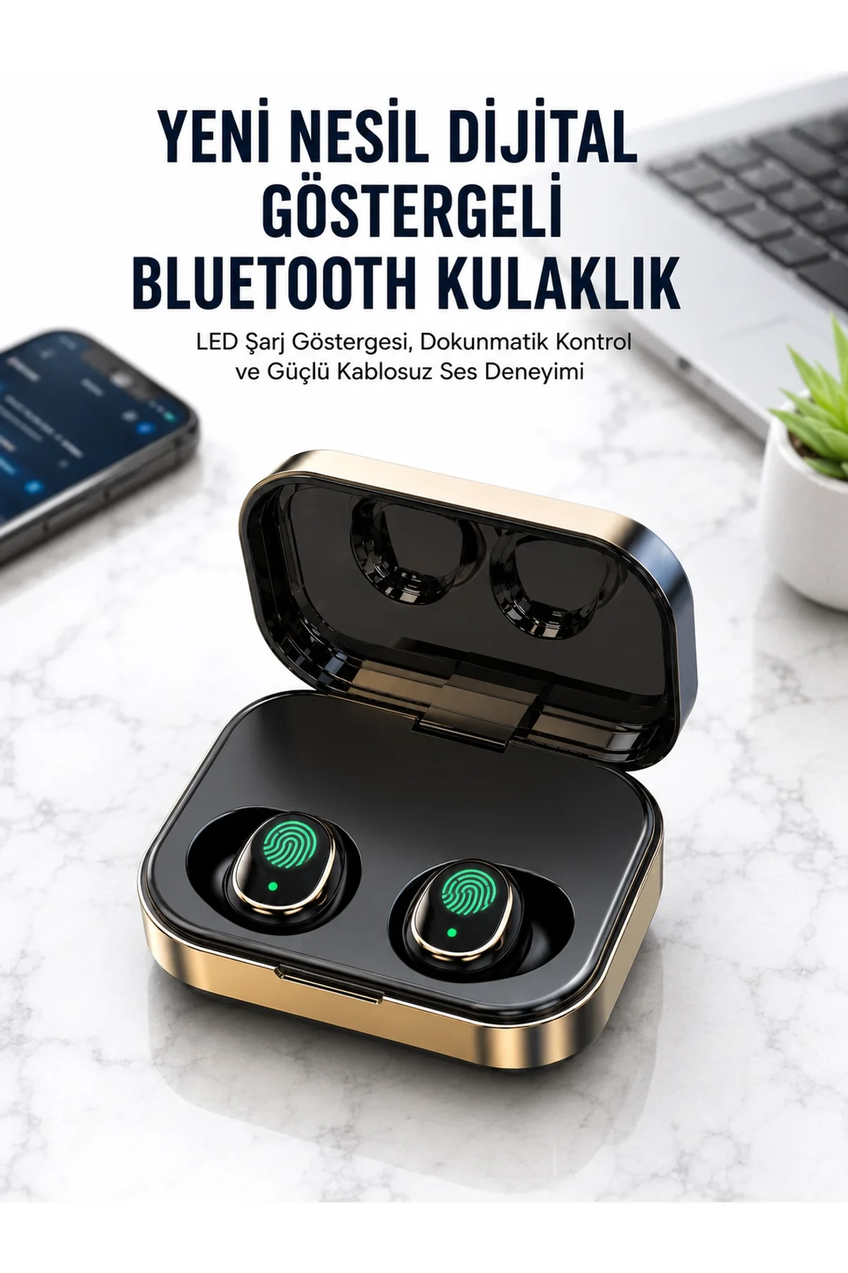 2025 Model Bluetooth Kulaklık Telefon Şarj Edebilen Çağrı Cevaplama Dijital Göstergeli