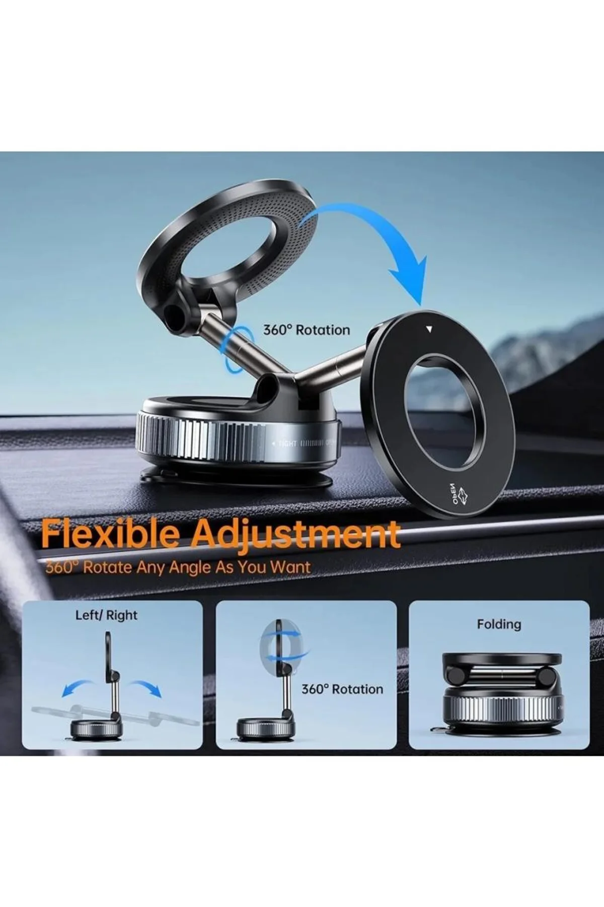 360 Dönebilen Ayarlanabilir Araç Içi Tutucu Kullanılabilen Vakumlu K007 Magsafe Telefon Tutucu - Just Cheap Store Görsel 4