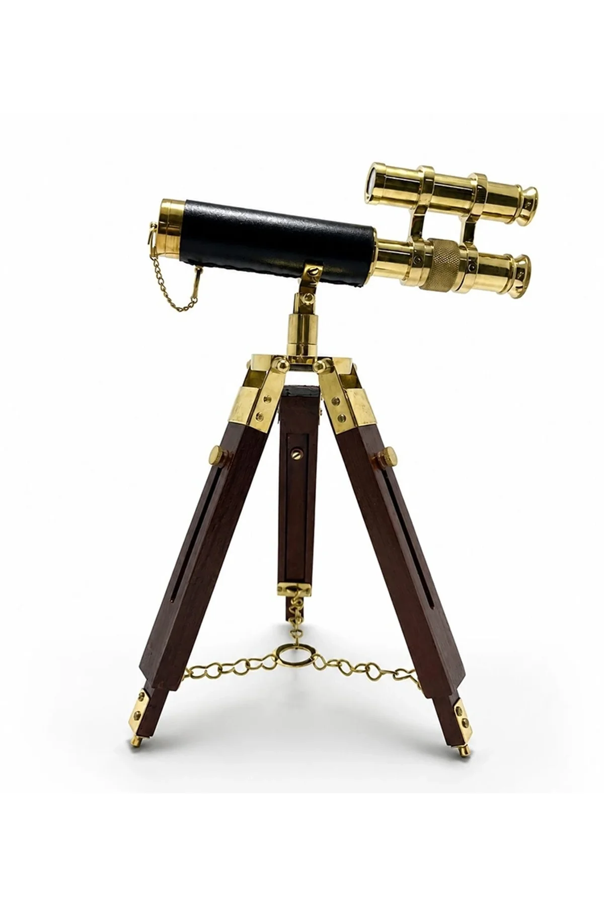 Pirinç Tripod Teleskop Dekoru Ahşap Ayaklı Nı5392b