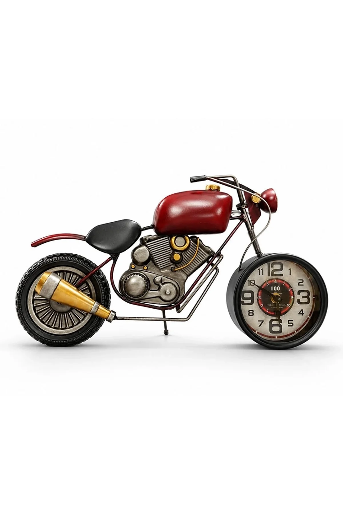 Motosiklet Tasarımlı Metal Duvar Saati Alk5791