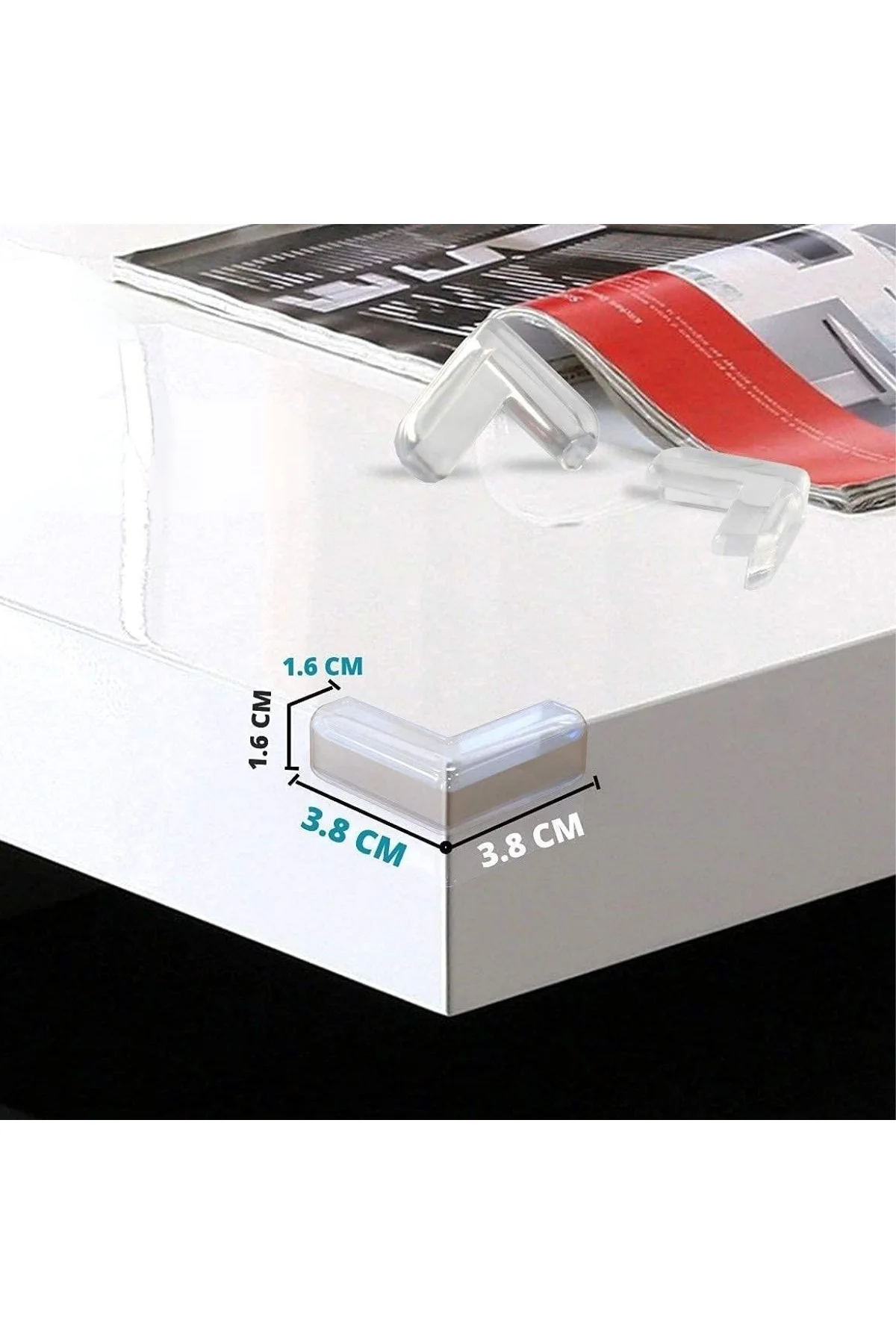 4 Adet 3M Yapışkanlı Üçgen Yumuşak ve Esnek Yapıda Sehpa,Masa,Dolap Köşe Koruyucu Aparat (4741) - Just Cheap Store Görsel 5