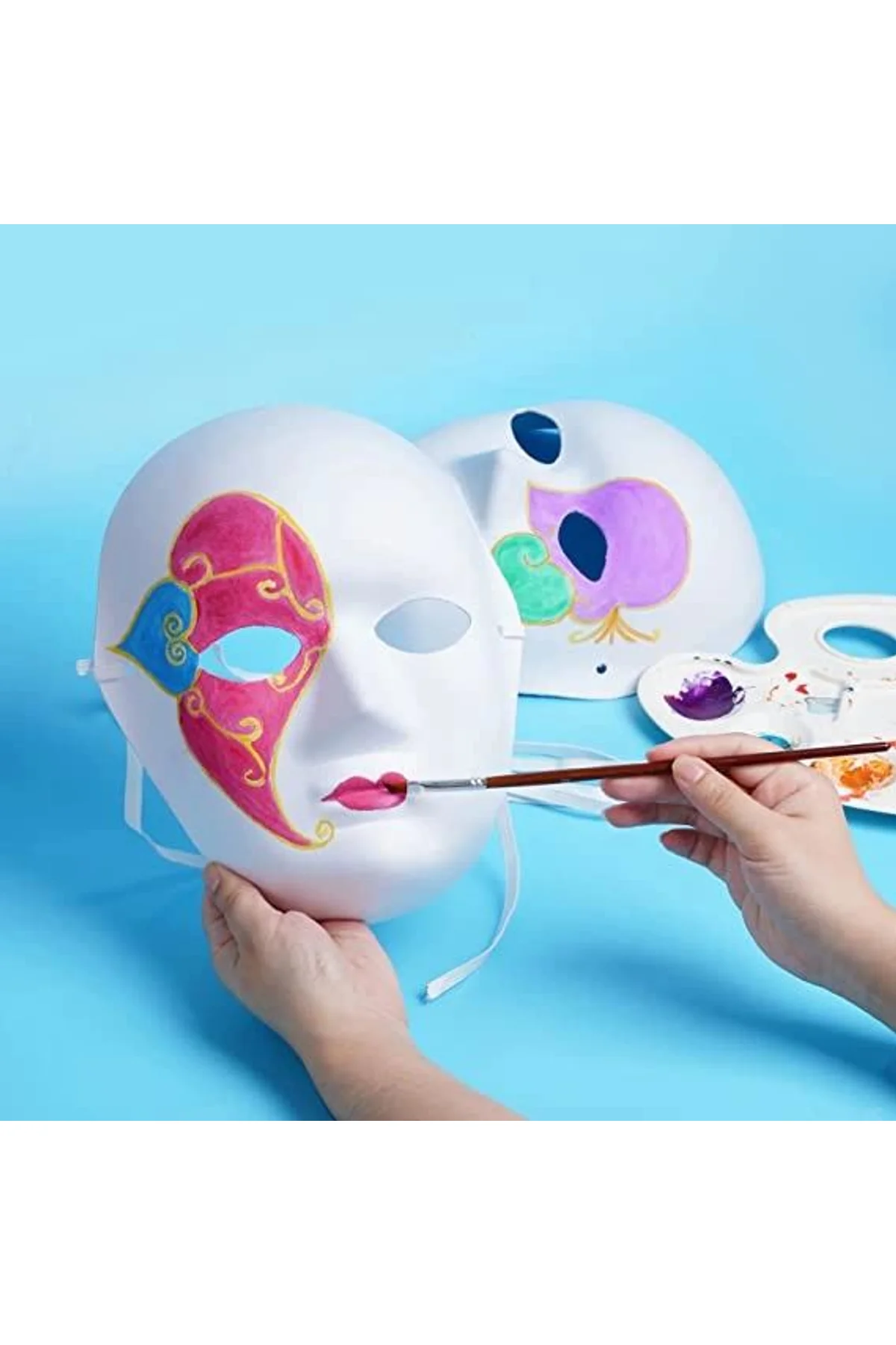 Beyaz Renk Boyanabilir Anonim Tam Yüz Cosplay Maske 24x18 Cm - Just Cheap Store Görsel 4