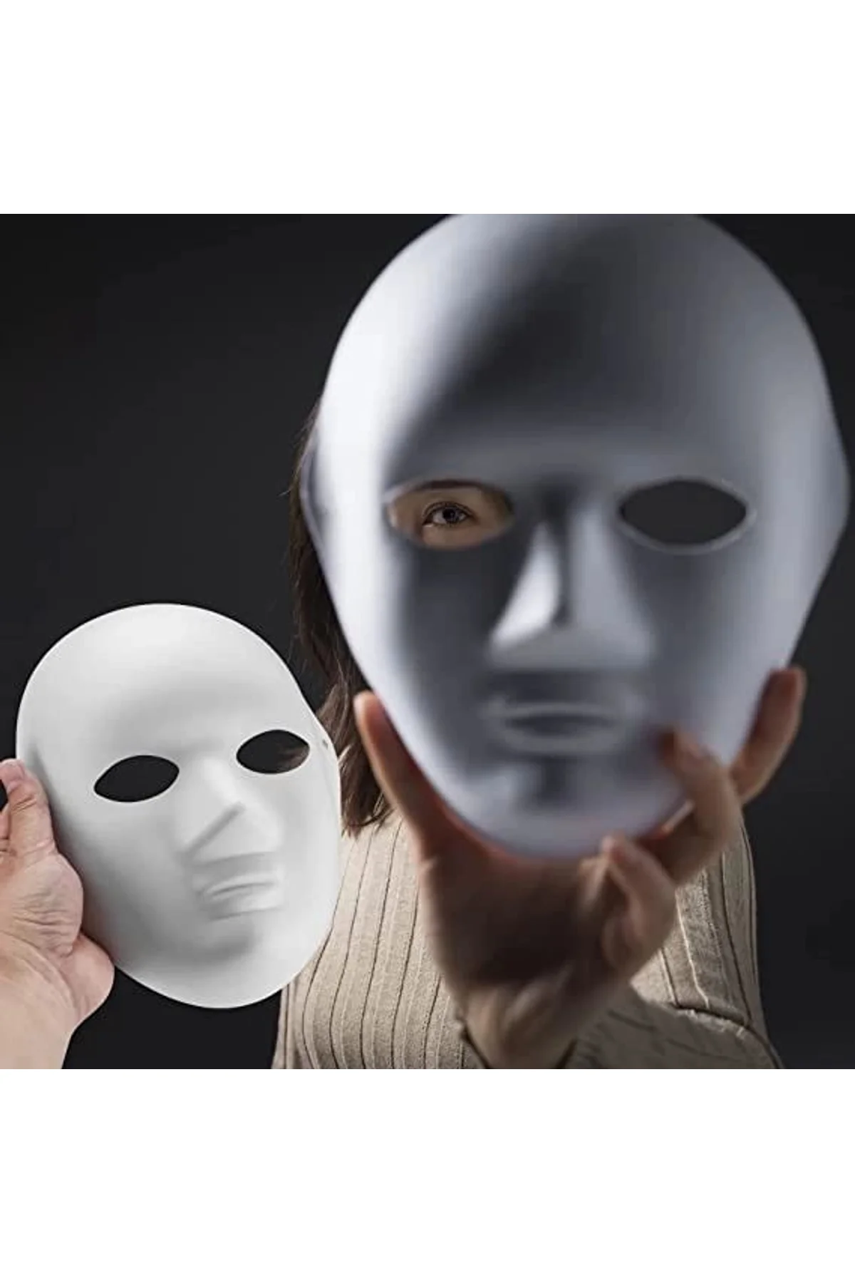 Beyaz Renk Boyanabilir Anonim Tam Yüz Cosplay Maske 24x18 Cm - Just Cheap Store Görsel 2