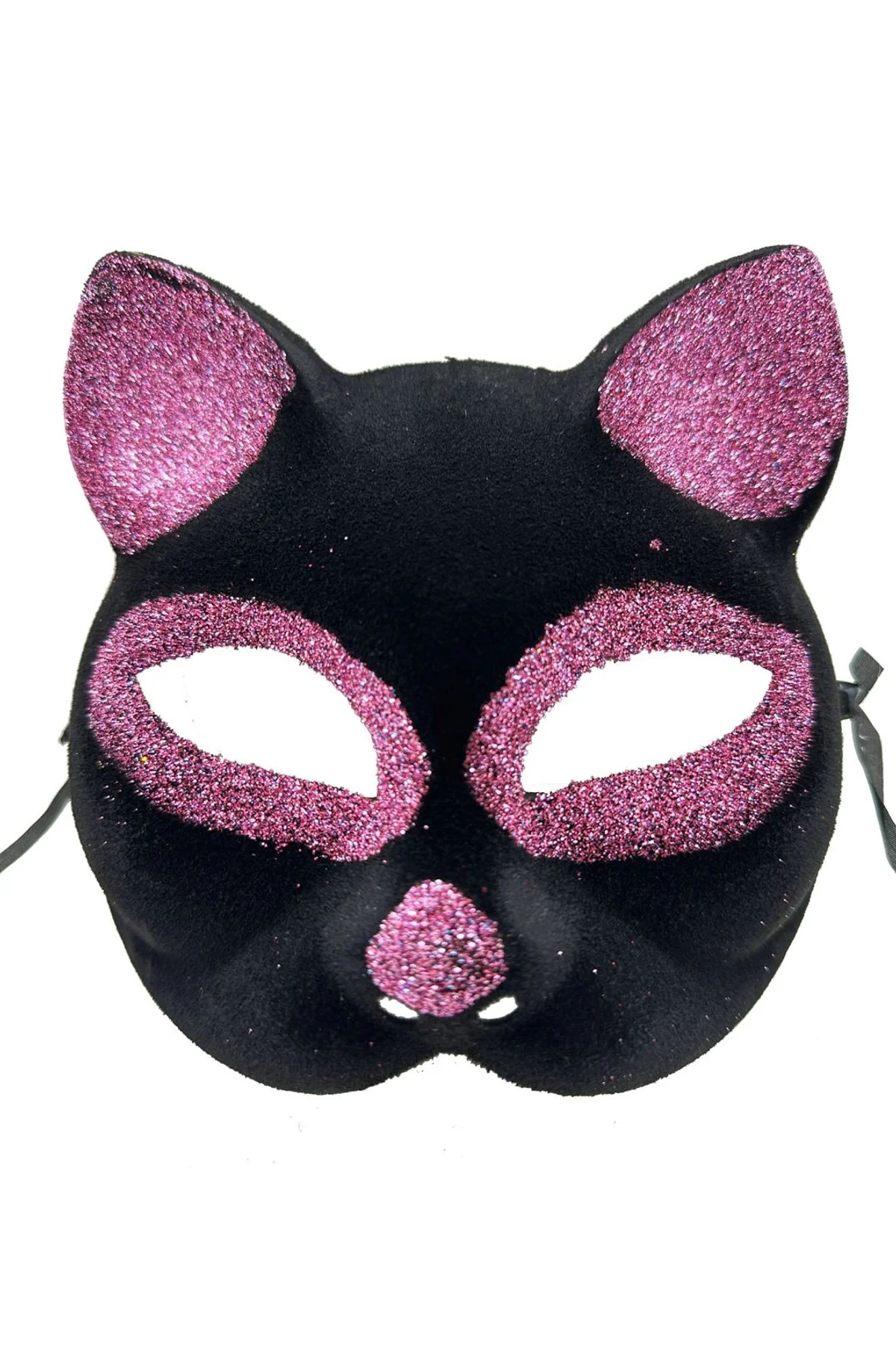 Siyah Renk Pembe Simli Süet Kaplama Kedi Maskesi 18x14 Cm - Just Cheap Store Görsel 2