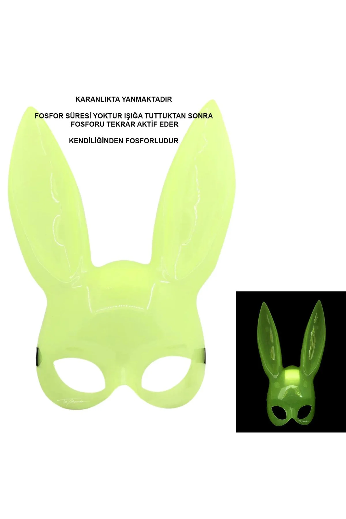 Karanlıkta Parlayan Fosforlu Tavşan Maskesi – Glow Bunny Masquerade Maske (32x22 Cm) - Just Cheap Store Görsel 4