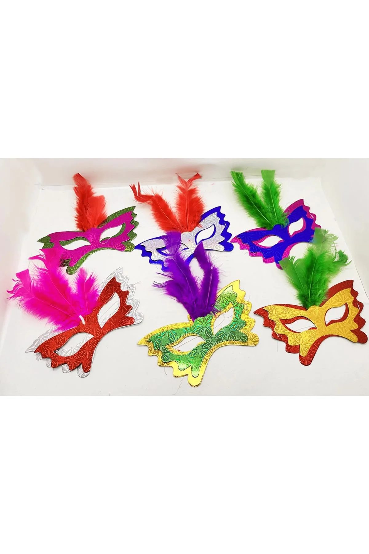 Renkli Parti Maskesi 639lı | Tüylü Karton Maske Seti (lastikli) - Just Cheap Store Görsel 2