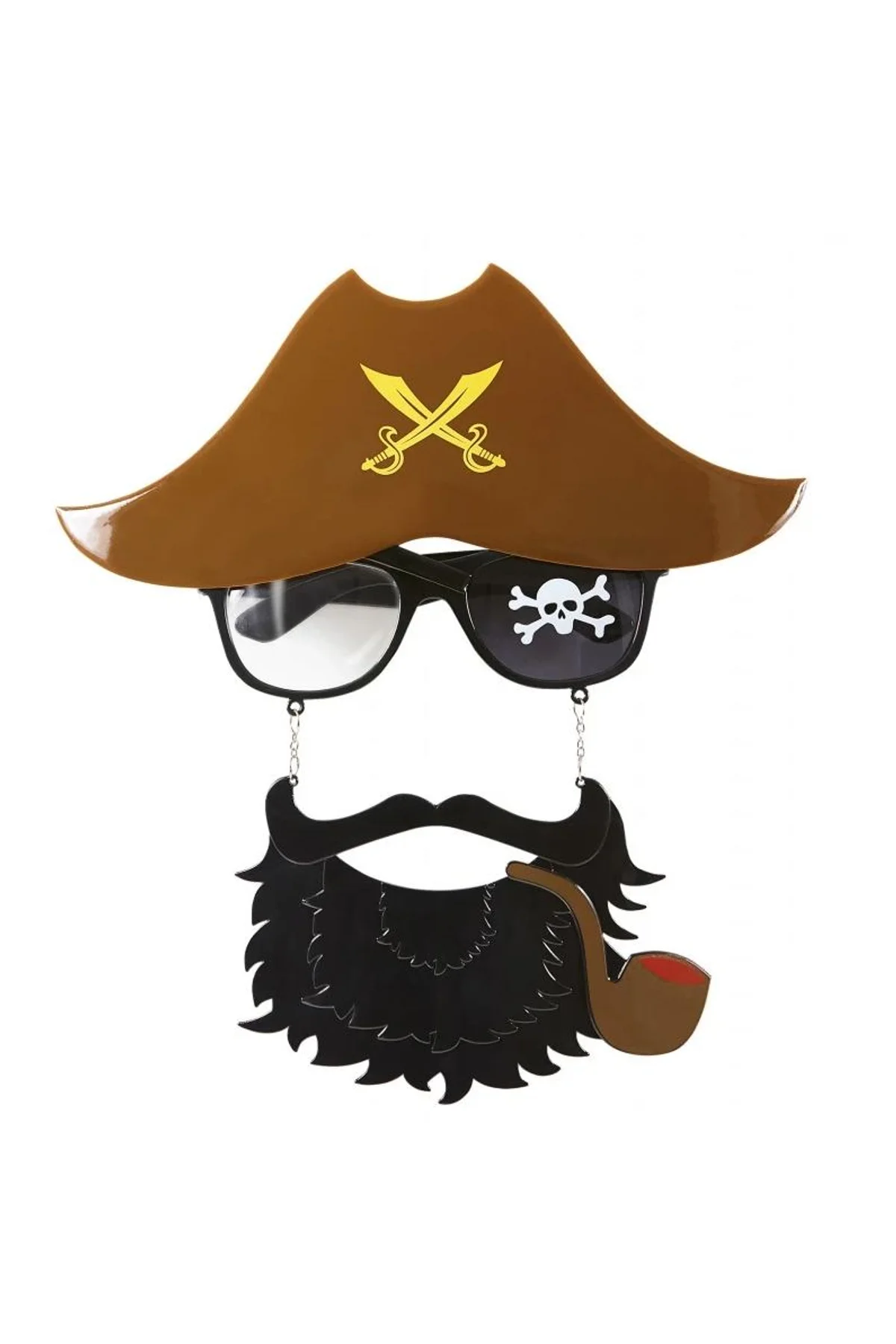 Kahve Renk Şapkalı Siyah Sakallı Lu Jack Sparrow Denizci Korsan Gözlüğü 24x25 Cm - Just Cheap Store Görsel 2