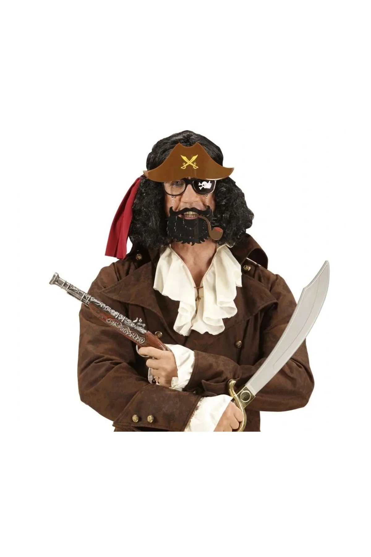 Kahve Renk Şapkalı Siyah Sakallı Lu Jack Sparrow Denizci Korsan Gözlüğü 24x25 Cm - Just Cheap Store Görsel 3