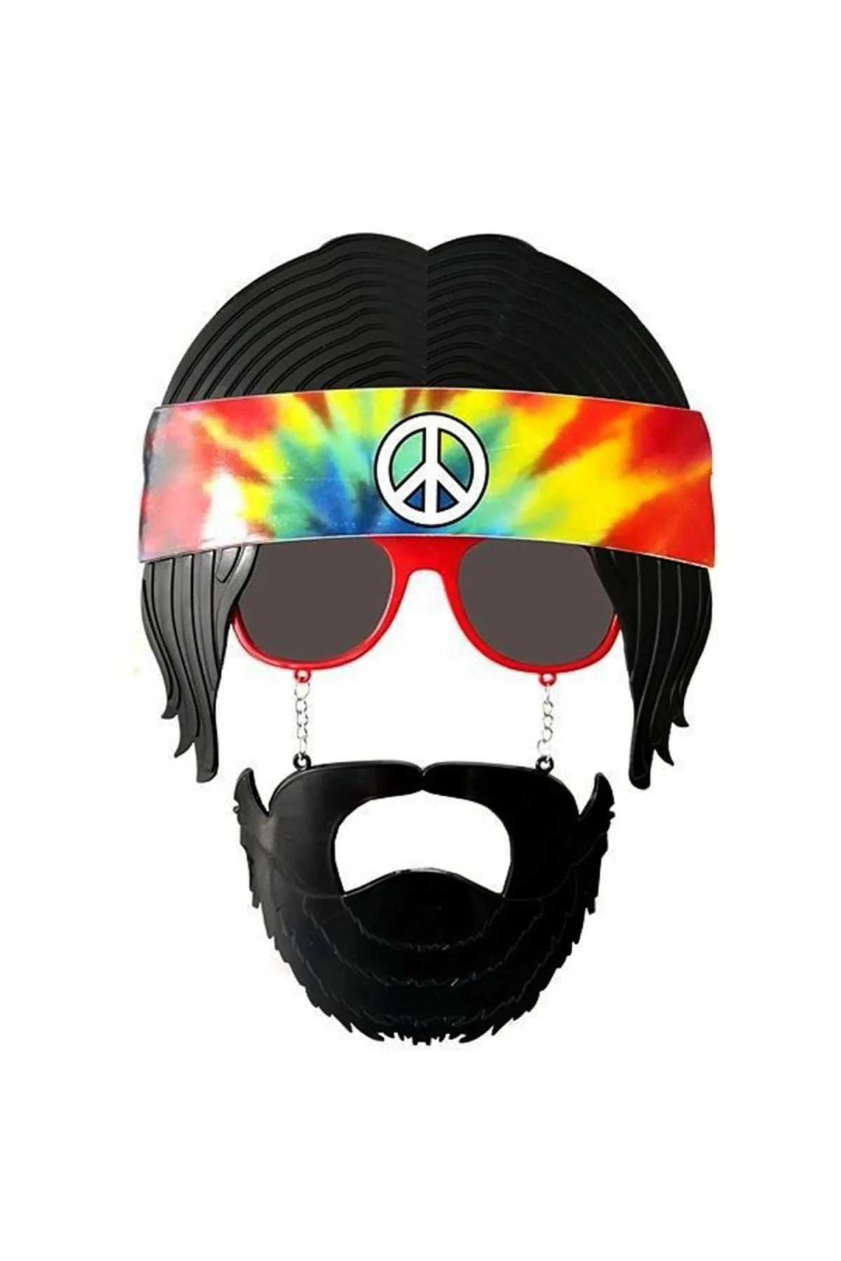 Siyah Saçlı Bandana Tasarımlı Hippi Parti Gözlüğü 26x18 Cm - Just Cheap Store Görsel 2