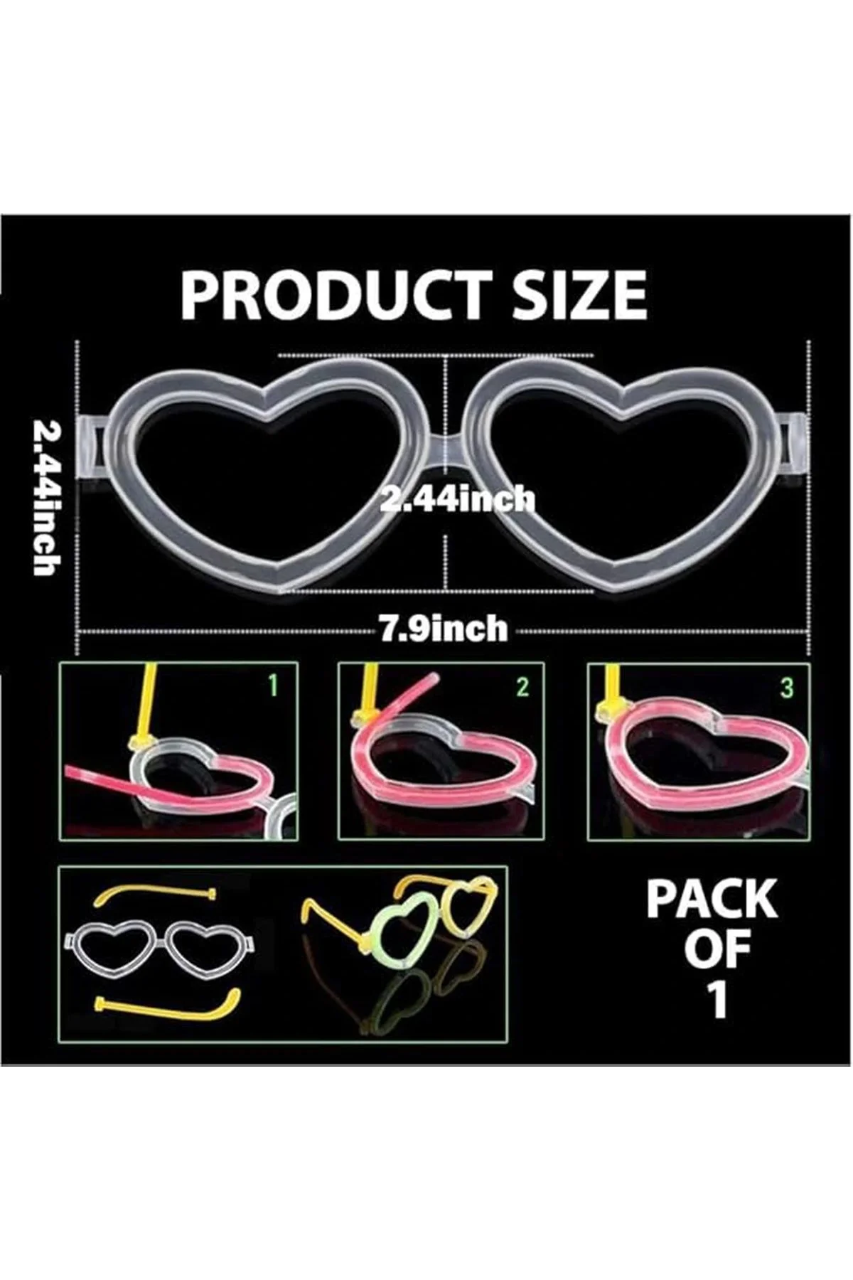 Glow Kalpli Fosforlu Gözlük 6’lı Renkli Set – Neon Parti - Just Cheap Store Görsel 5