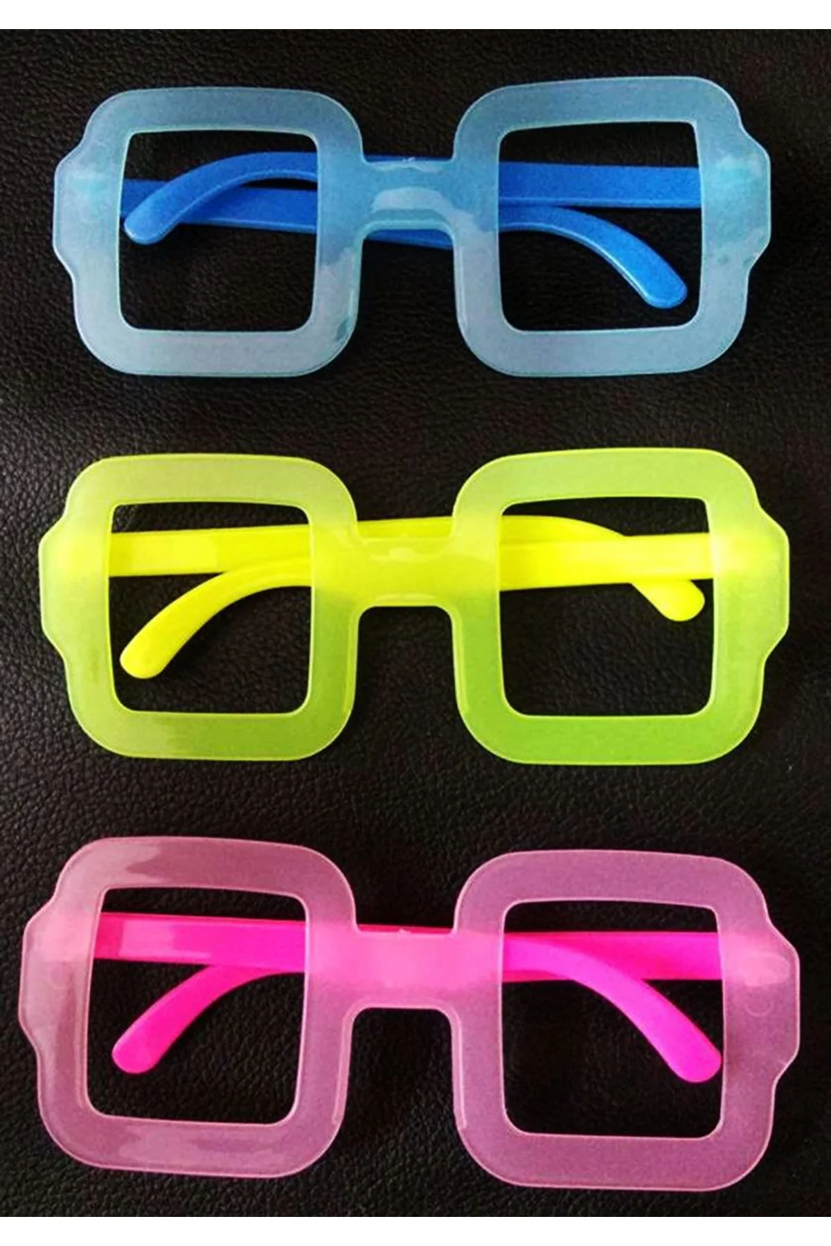 Fosforlu Kare Model Glow Parti Gözlüğü Karanlıkta Yanan Gözlükler 12 Adet - Just Cheap Store Görsel 3