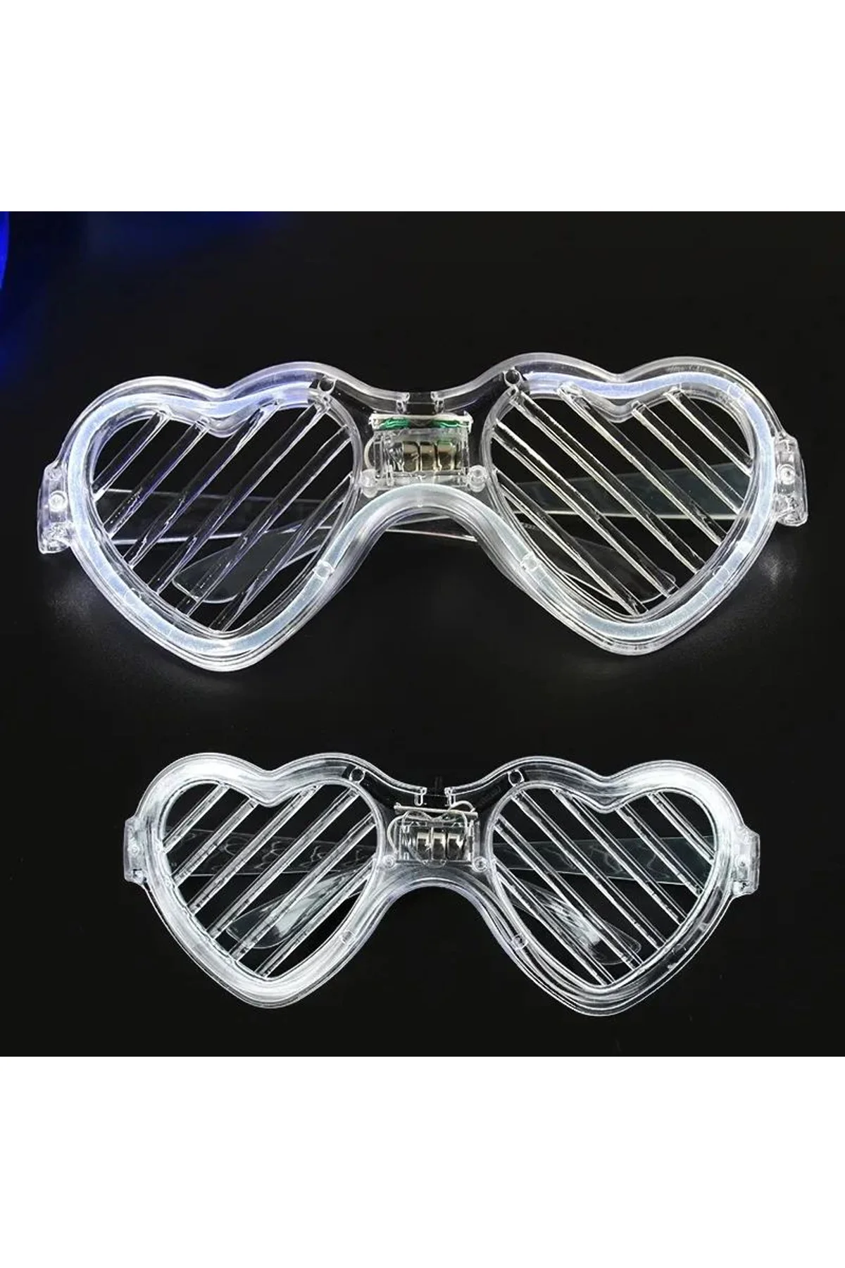 Beyaz Led Işıklı Kalp Gözlük – 3 Modlu Parti Glow Gözlüğü - Just Cheap Store Görsel 4