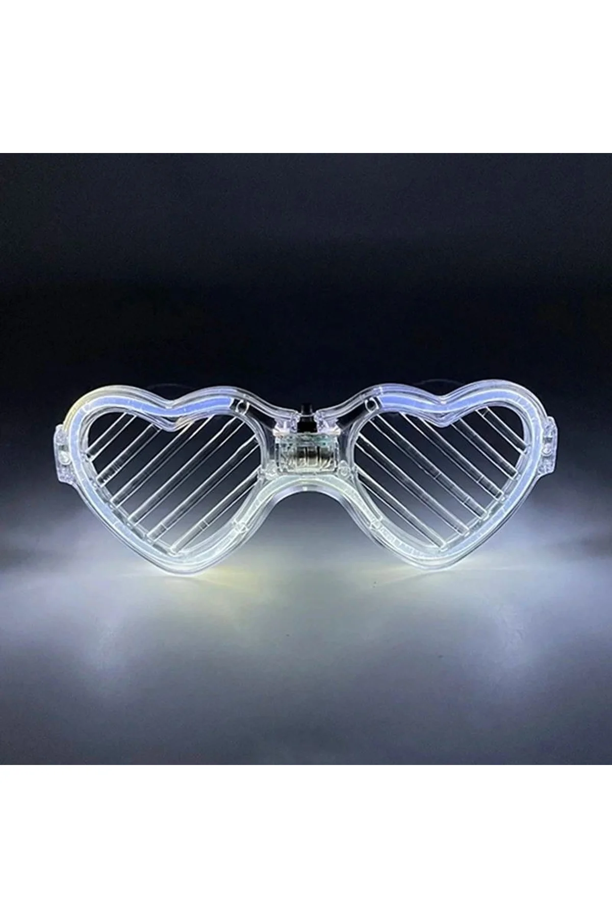 Beyaz Led Işıklı Kalp Gözlük – 3 Modlu Parti Glow Gözlüğü - Just Cheap Store Görsel 3