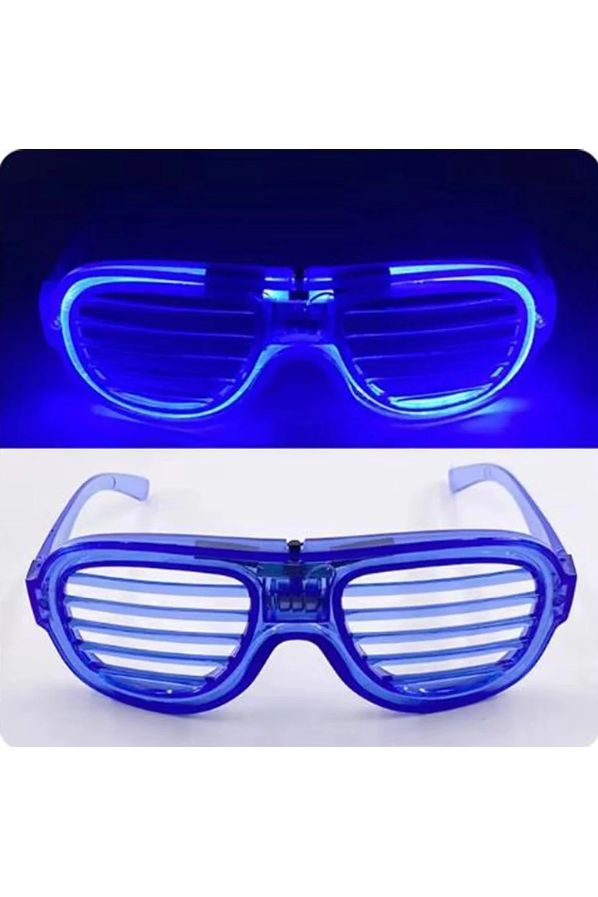 Mavi Led Işıklı Parti Gözlüğü - Neon Glow Şerit Gözlük 3 Modlu - Just Cheap Store Görsel 5