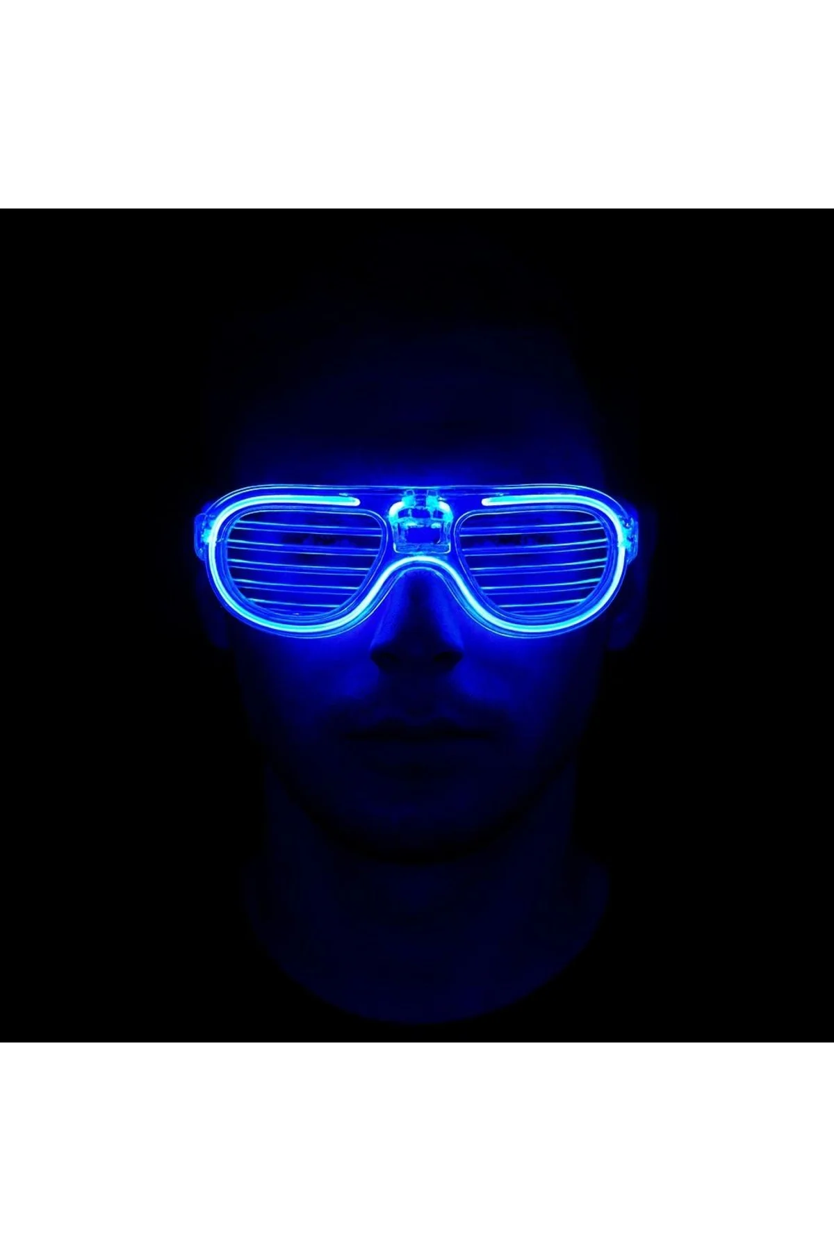 Mavi Led Işıklı Parti Gözlüğü - Neon Glow Şerit Gözlük 3 Modlu - Just Cheap Store Görsel 2