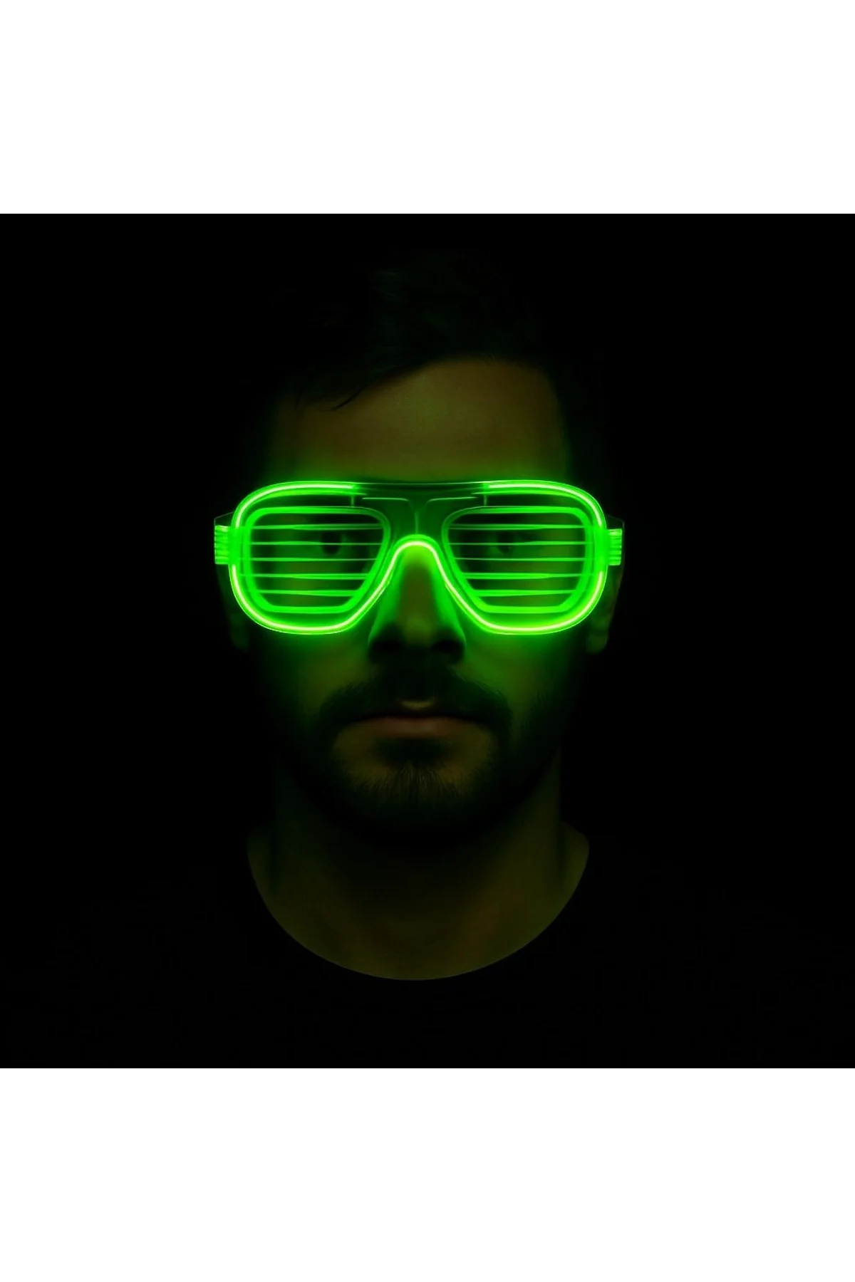 Yeşil Led Işıklı Parti Gözlüğü – Neon Glow Şerit Gözlük 3 Modlu - Just Cheap Store Görsel 2