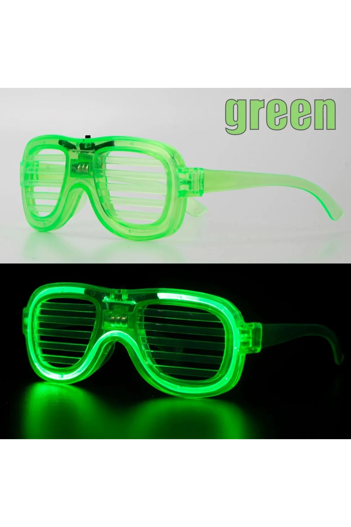 Yeşil Led Işıklı Parti Gözlüğü – Neon Glow Şerit Gözlük 3 Modlu
