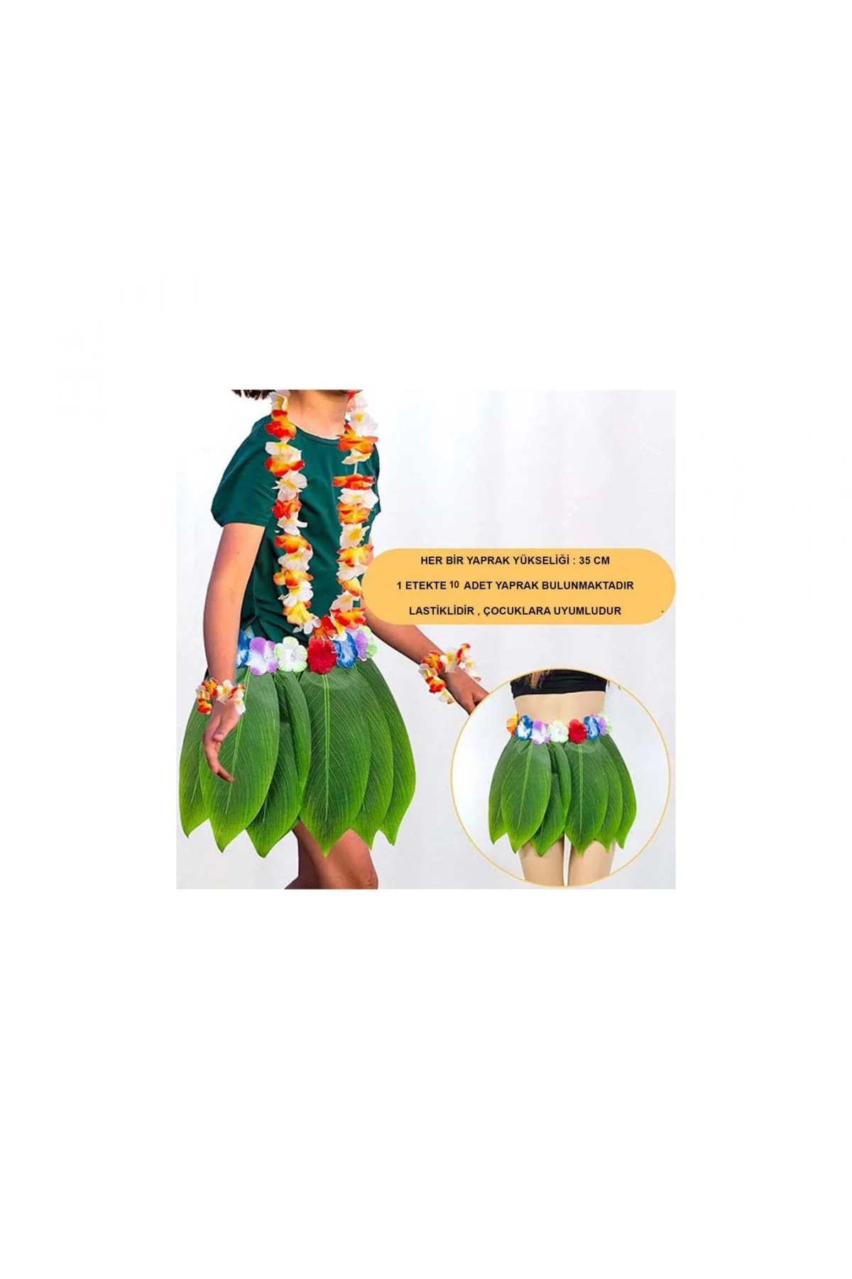 Tropikal Esintili Hawaii Yapraklı Parti Eteği Çocuk Boy - Just Cheap Store Görsel 4