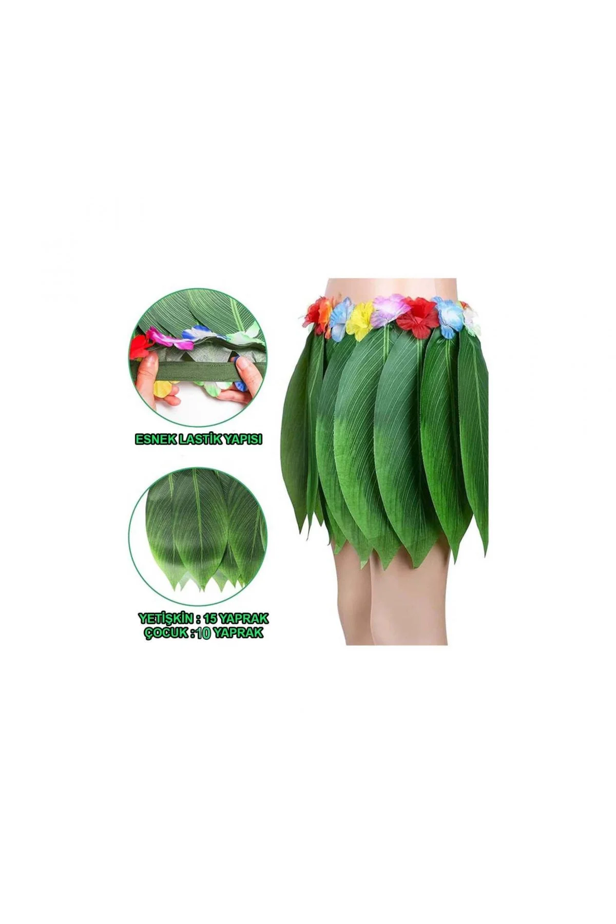 Tropikal Esintili Hawaii Yapraklı Parti Eteği Çocuk Boy - Just Cheap Store Görsel 5