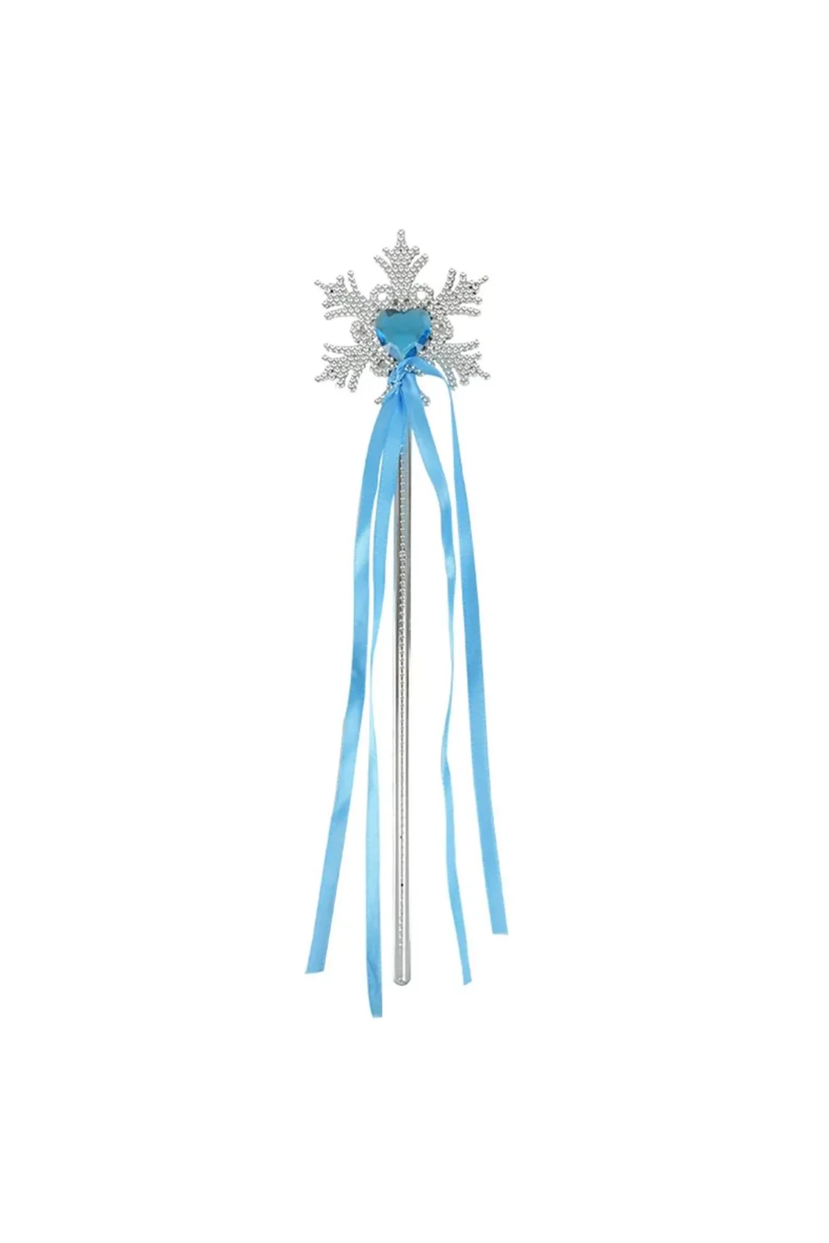 Kar Taneli Mavi Kalp Taşlı Saten Kurdeleli Karlar Ülkesi Elsa Asası Sopası 34 Cm - Just Cheap Store Görsel 2