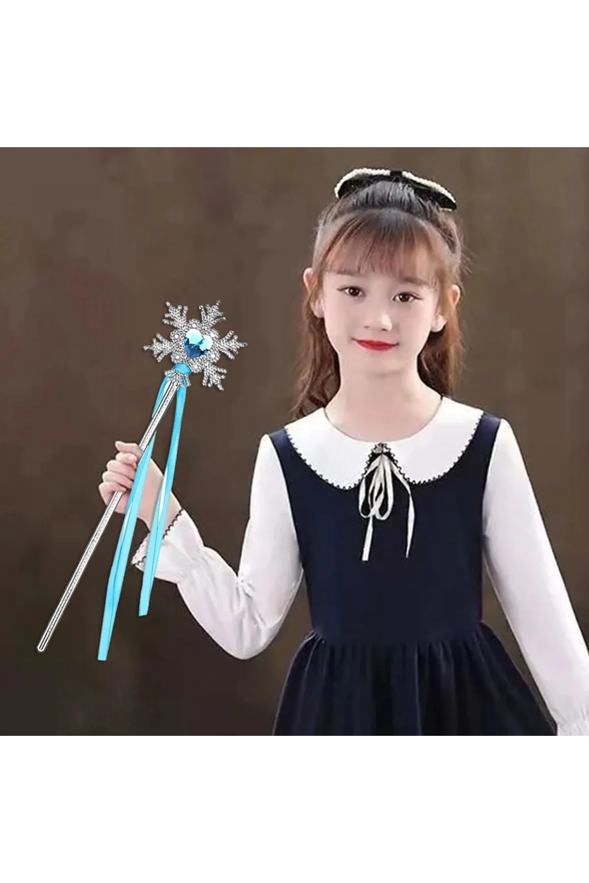 Kar Taneli Mavi Kalp Taşlı Saten Kurdeleli Karlar Ülkesi Elsa Asası Sopası 34 Cm - Just Cheap Store Görsel 3