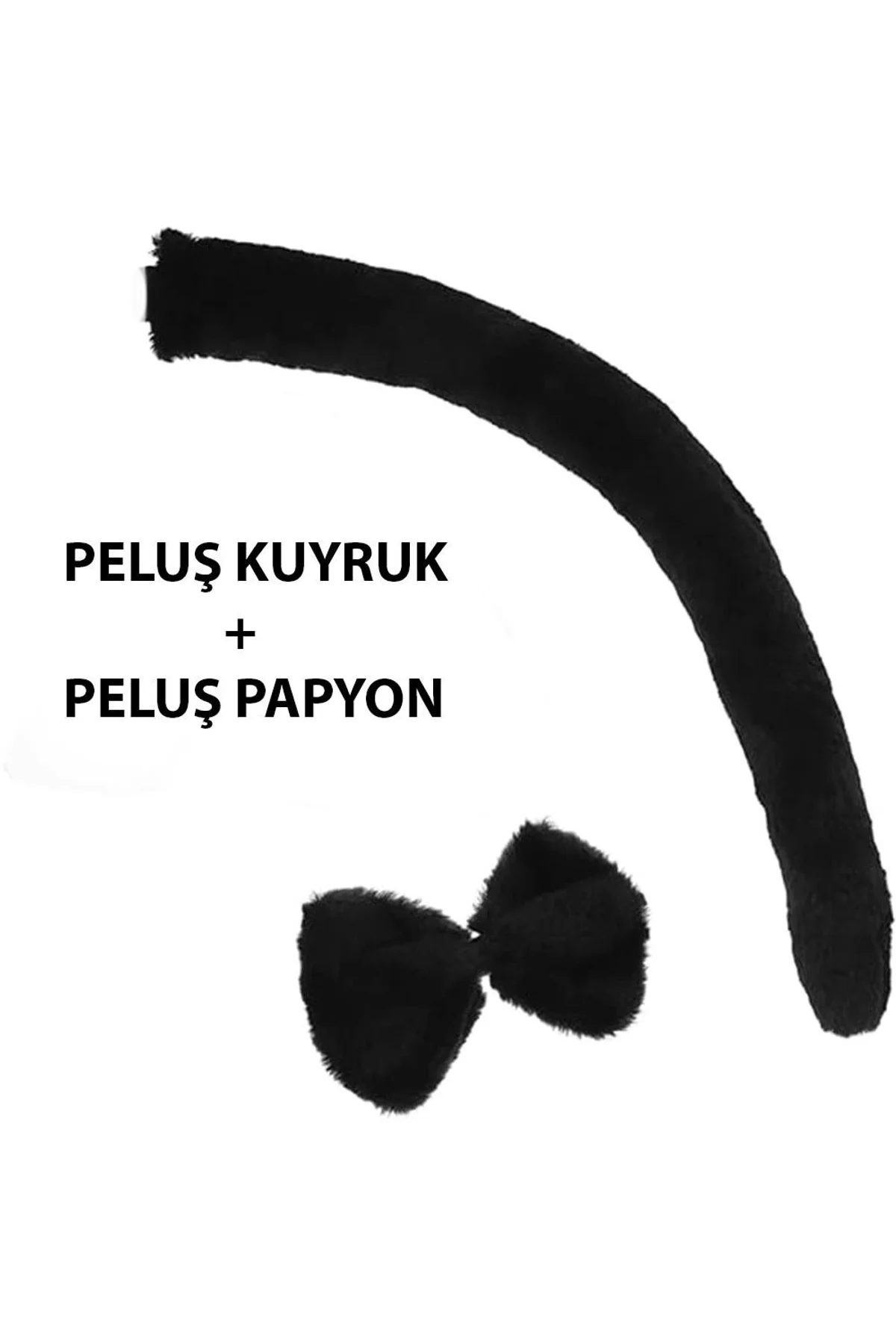 Peluş Siyah Renk Kuyruk Ve Papyon Yetişkin Çocuk Uyumlu - Just Cheap Store Görsel 3