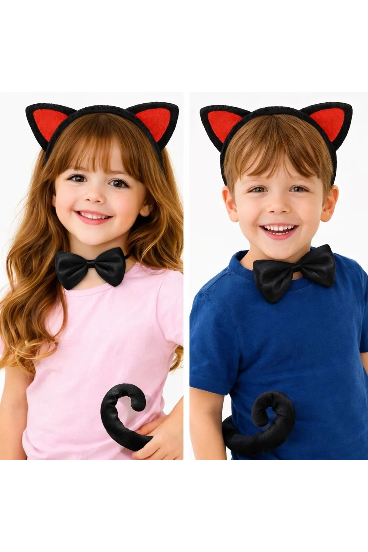 Kırmızı Kulaklı Kedi Kostüm Seti – Taç Papyon Kuyruk 3 Parça - Just Cheap Store Görsel 2