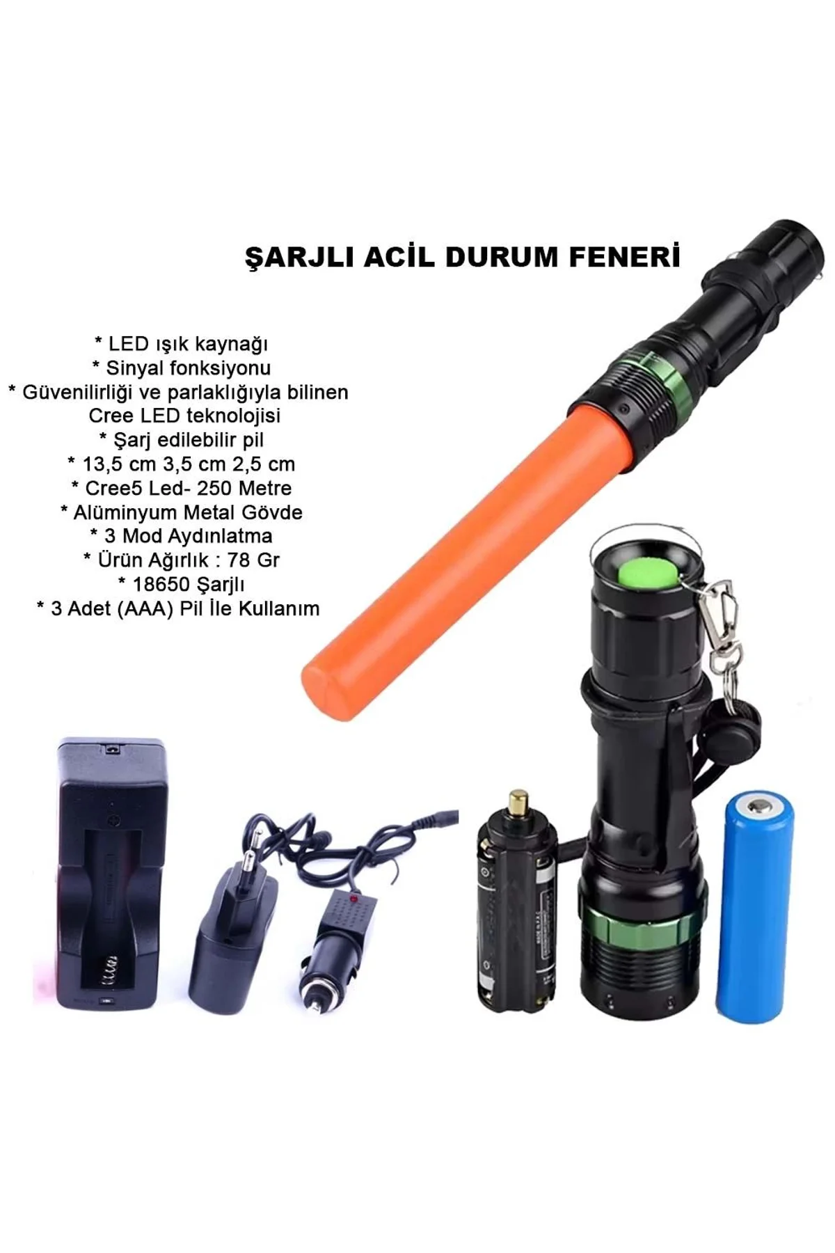 Sinyalli Acil Durum El Feneri Cree5 Wt-262