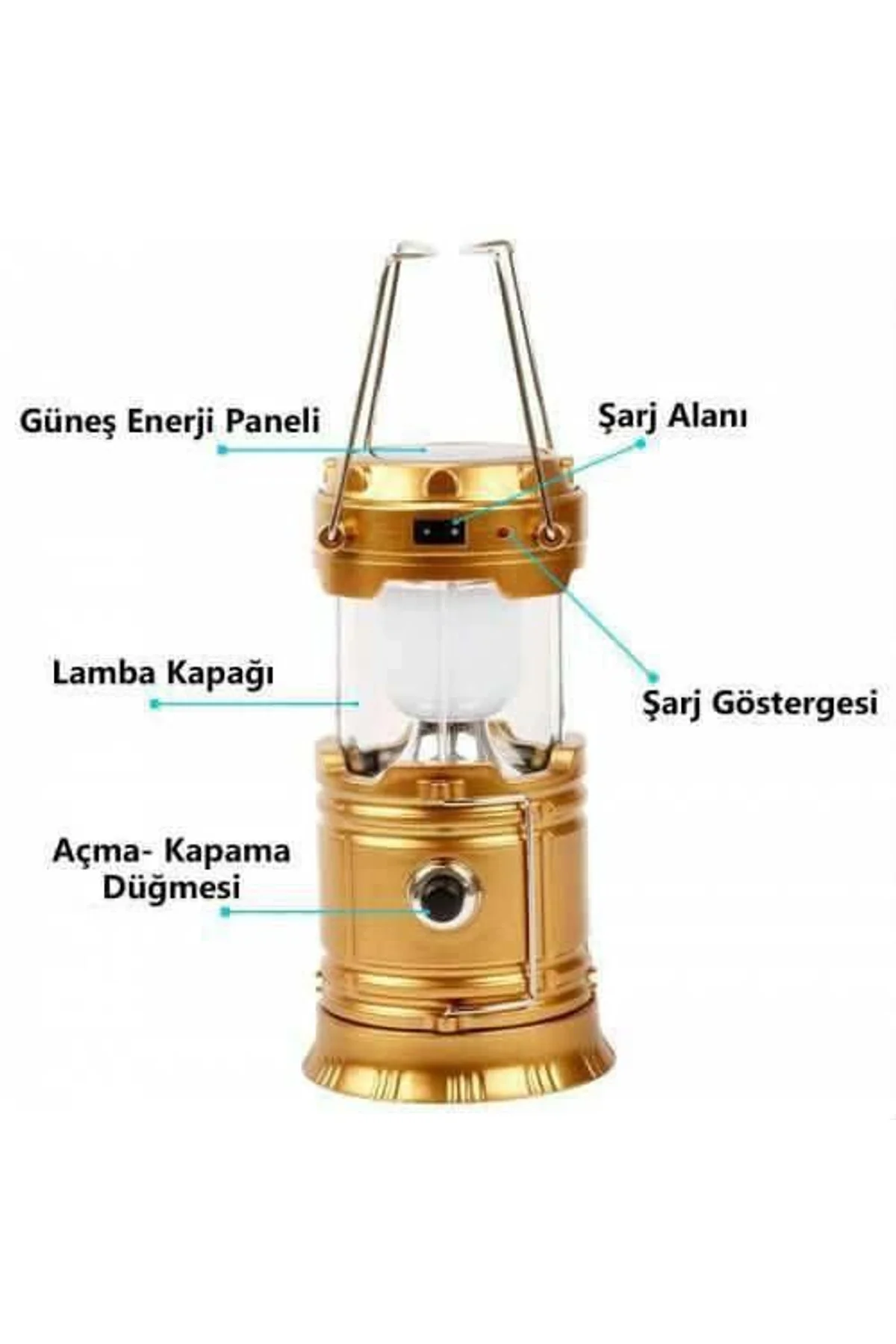 Solar Şarjlı Güneş Enerjili Fan Kamp Feneri Güneş Paneli Kamp Şarjlı Işıldak Usb Şarj - Just Cheap Store Görsel 2
