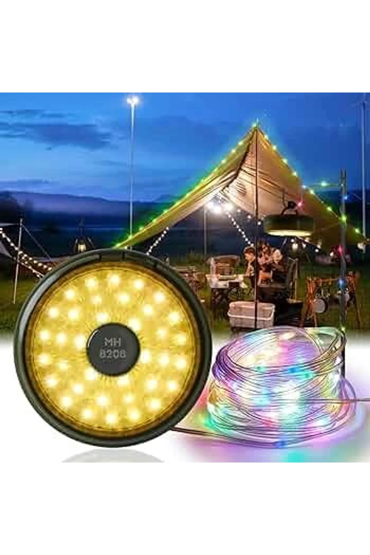 Şarjlı 10 Metre Ledli Şarj Göstergeli 8 Işık Modlu Hareketli Ve Flaşör Modlu Kamp Lambası Led Işık - Just Cheap Store Görsel 5