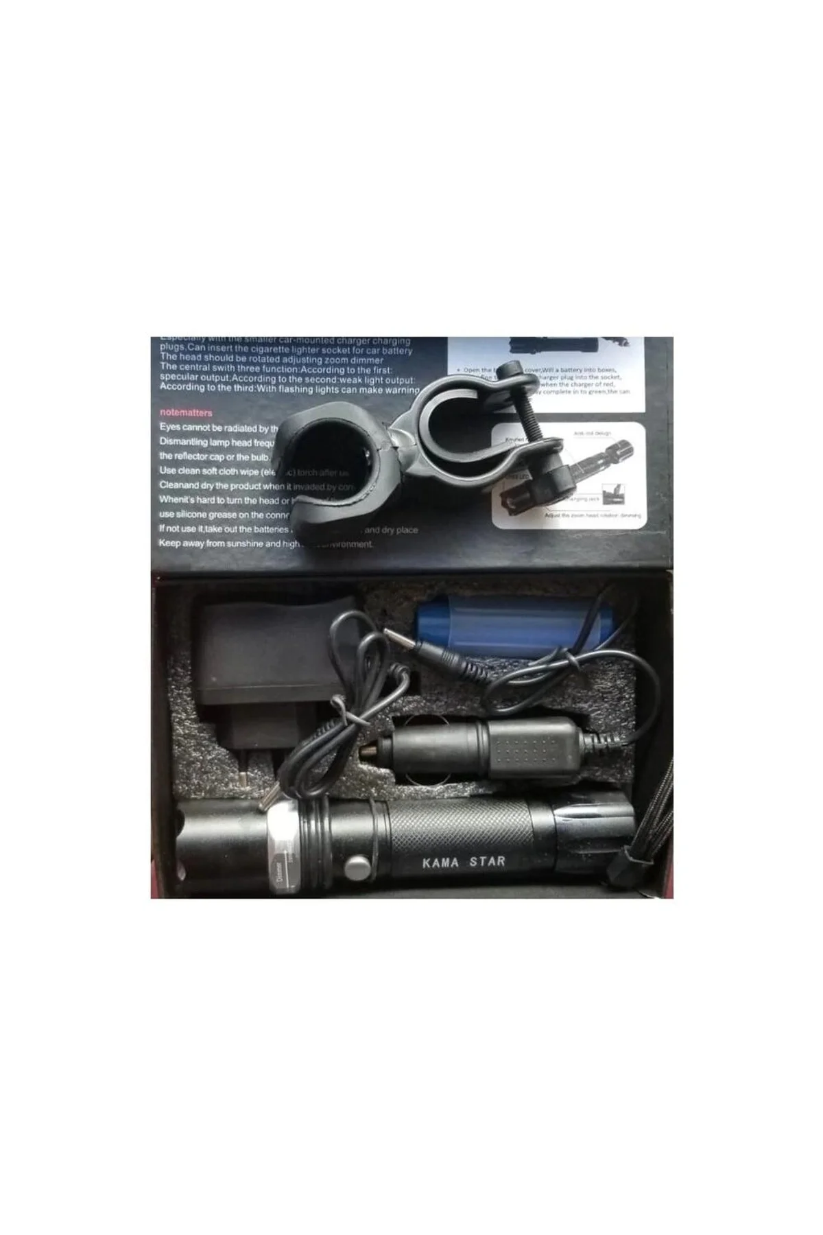 Km-110 Profesyonel Şarjlı El Feneri Ledli+flashlight+zoom Özellikli Aparatlı 6 Parça Full Set - Just Cheap Store Görsel 4