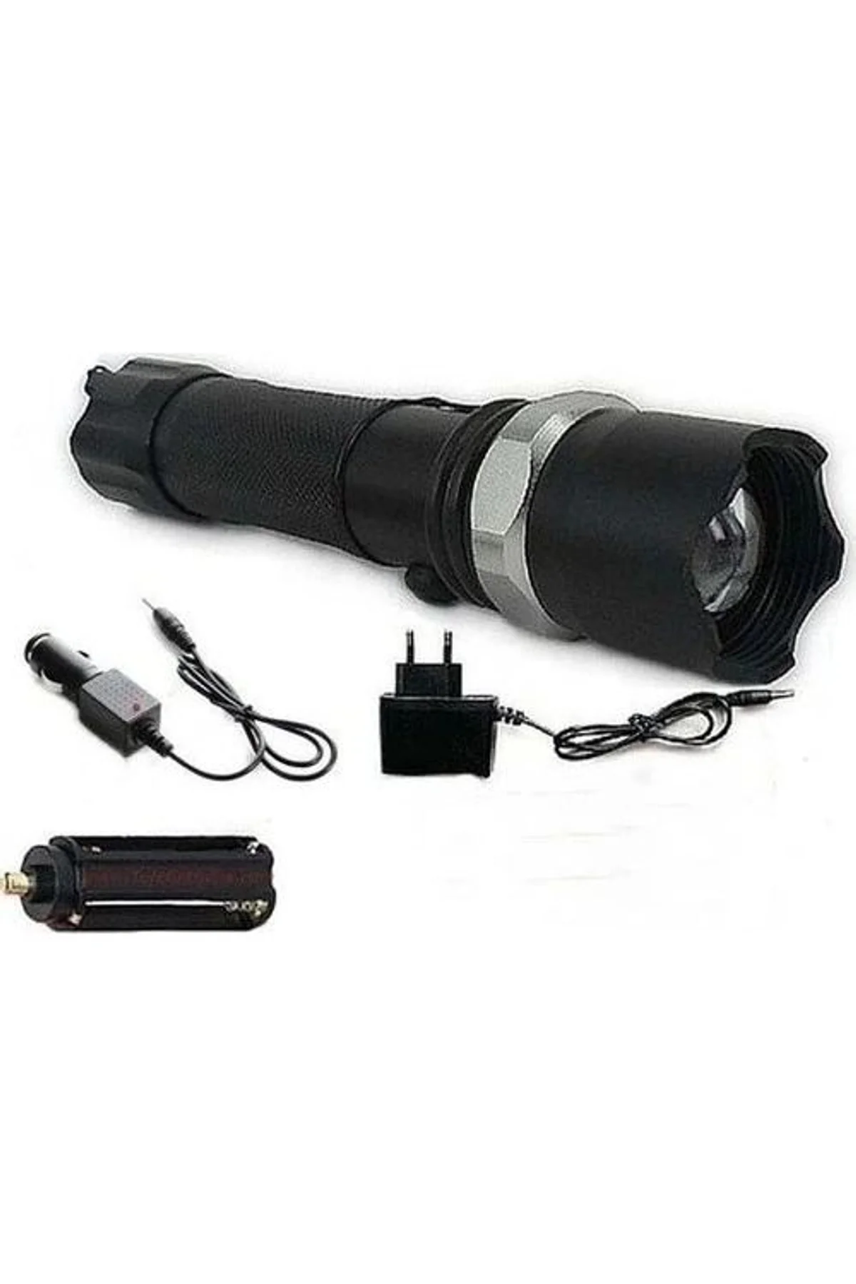Km-110 Profesyonel Şarjlı El Feneri Ledli+flashlight+zoom Özellikli Aparatlı 6 Parça Full Set - Just Cheap Store Görsel 3