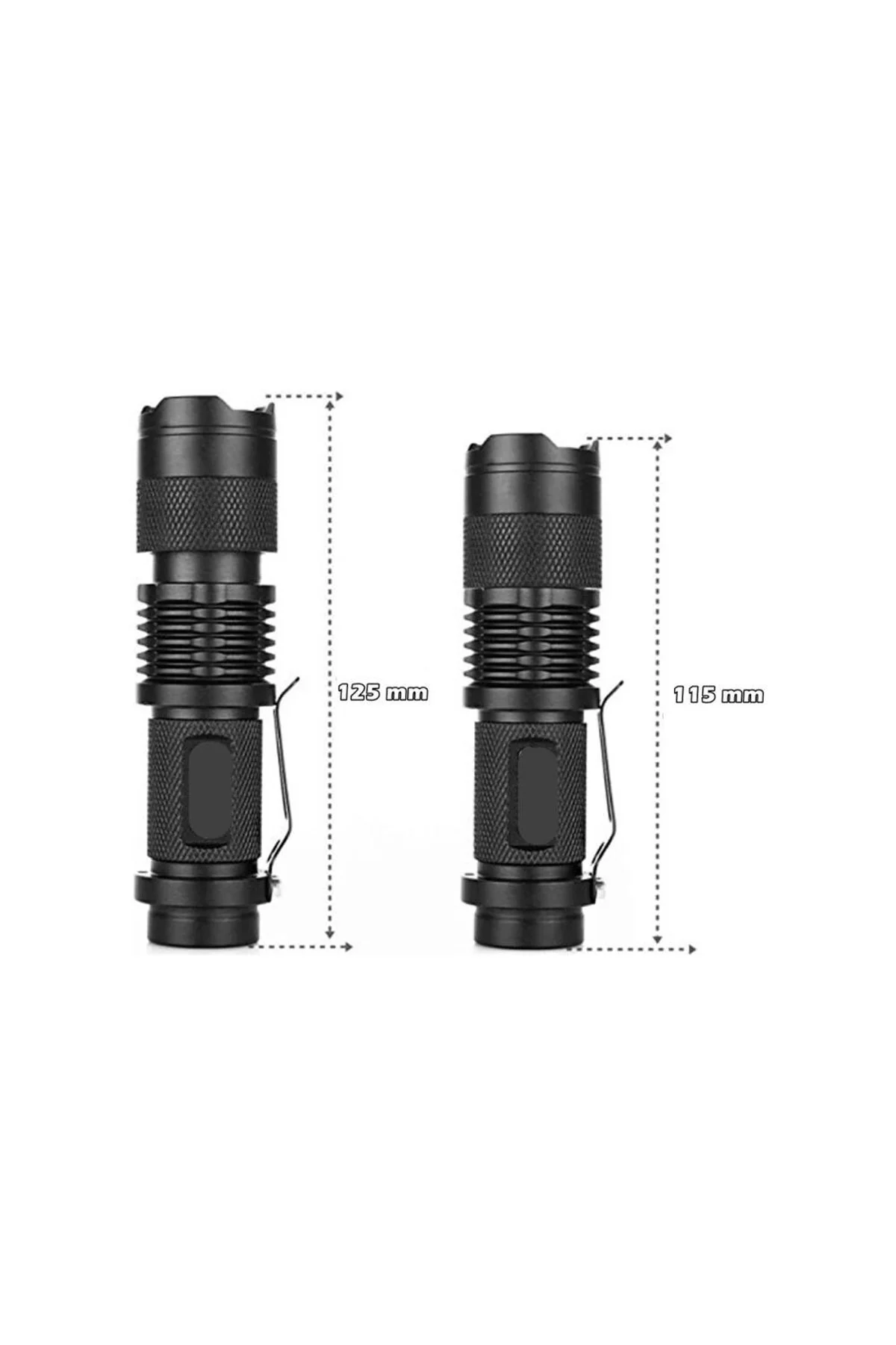 Km-87 Polis Tipi Zoomlu Şarjlı Metal Dağ Kamp Cep Feneri Cree Led 2300 Lumens - Just Cheap Store Görsel 2