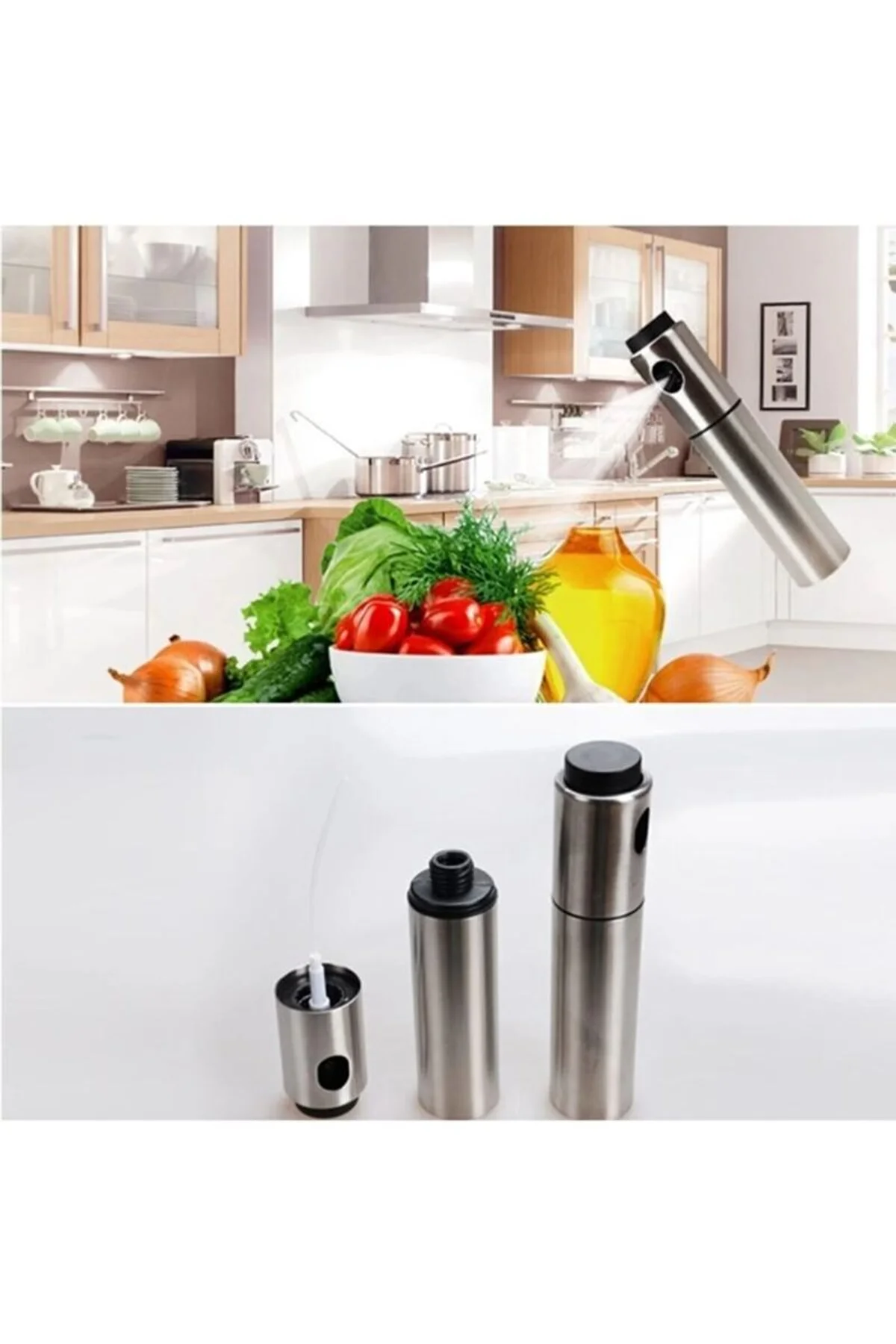 Paslanmaz Çelik Gövdeli Spray Yağlık - Zeytinyağ/sirke Püskürtücü - Just Cheap Store Görsel 2