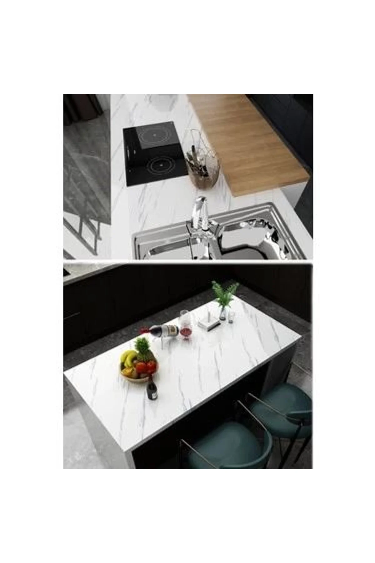 Beyaz Mermer Desenli Yapışkanlı Tezgah Folyosu (3 Mt.x 60 Cm) - Just Cheap Store Görsel 3
