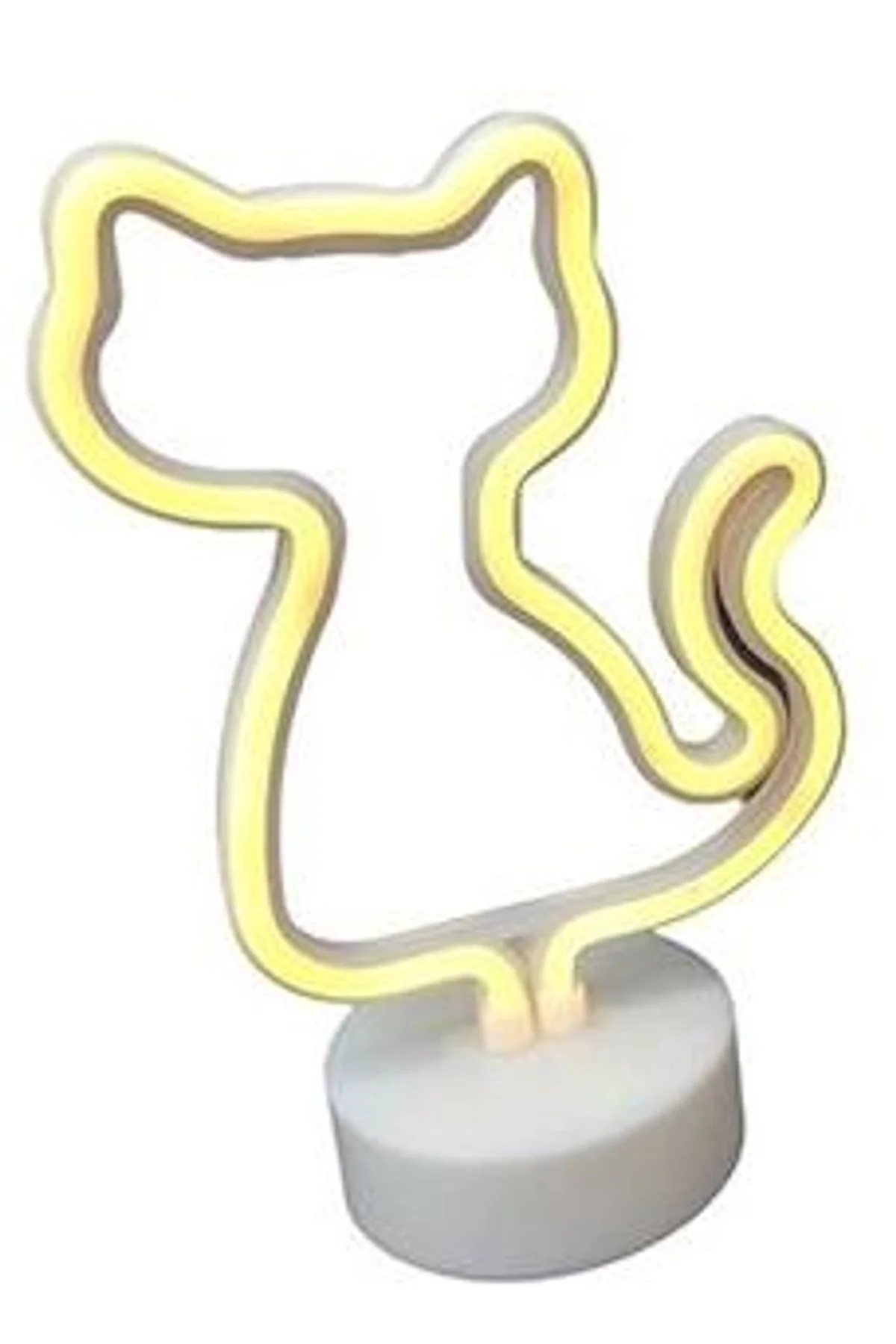 Neon Işıklı Kedi Lamba Pil+usb Pembe Işık Mz-122
