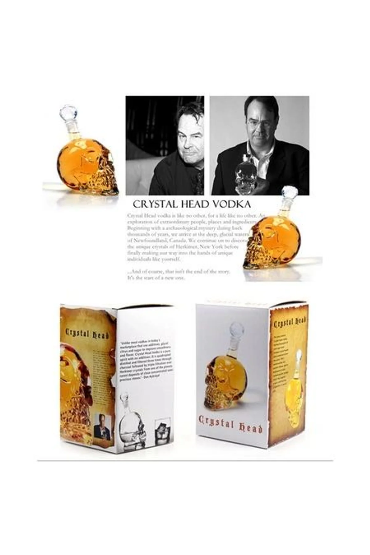 1000 Ml Crystal Head Kuru Kafa İçecek Şişesi