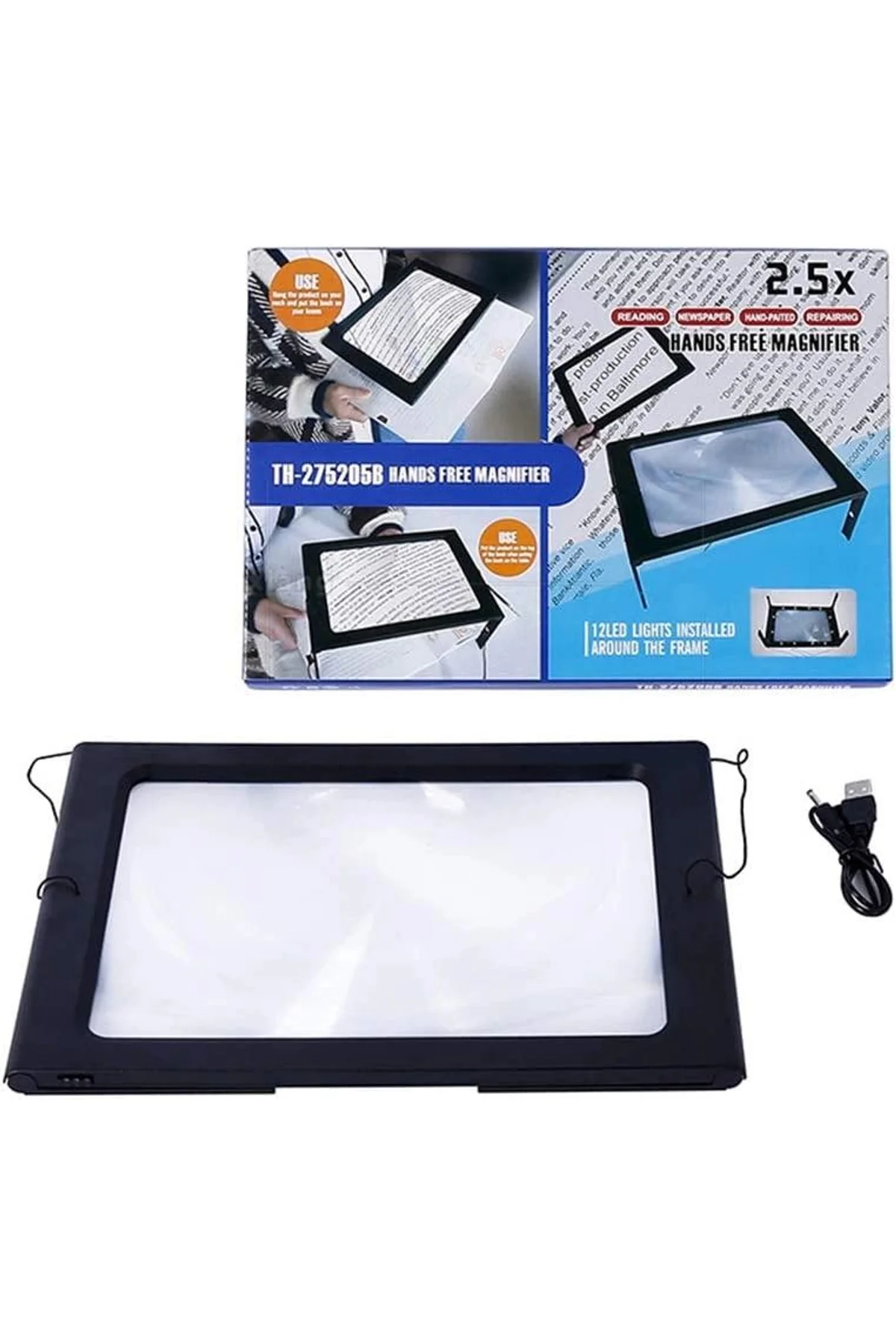 Yaşlılar İçin A4 Boyutu Masa Tipi Işıklı Okuma Büyüteç Th275205b - Just Cheap Store Görsel 2